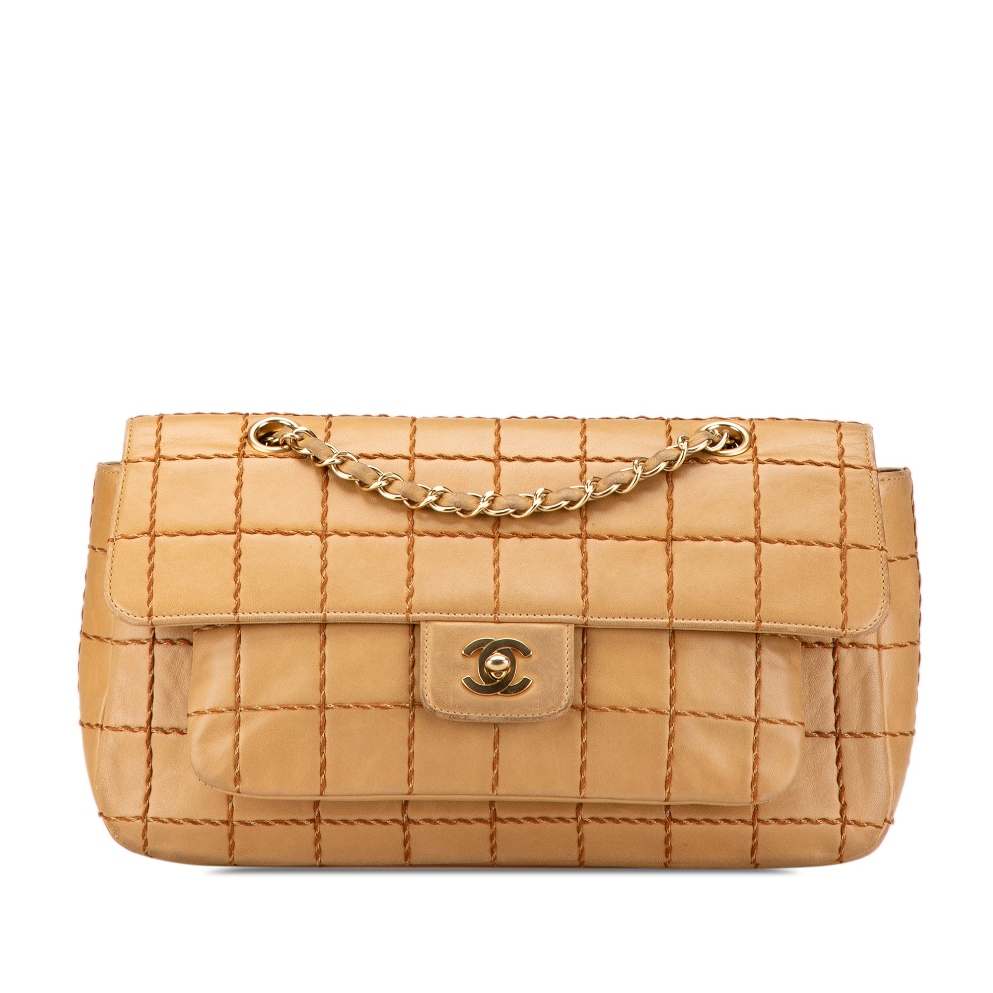 Chanel Chocolate Bar Lambskin Wild Stitch Chain Flap - image 1