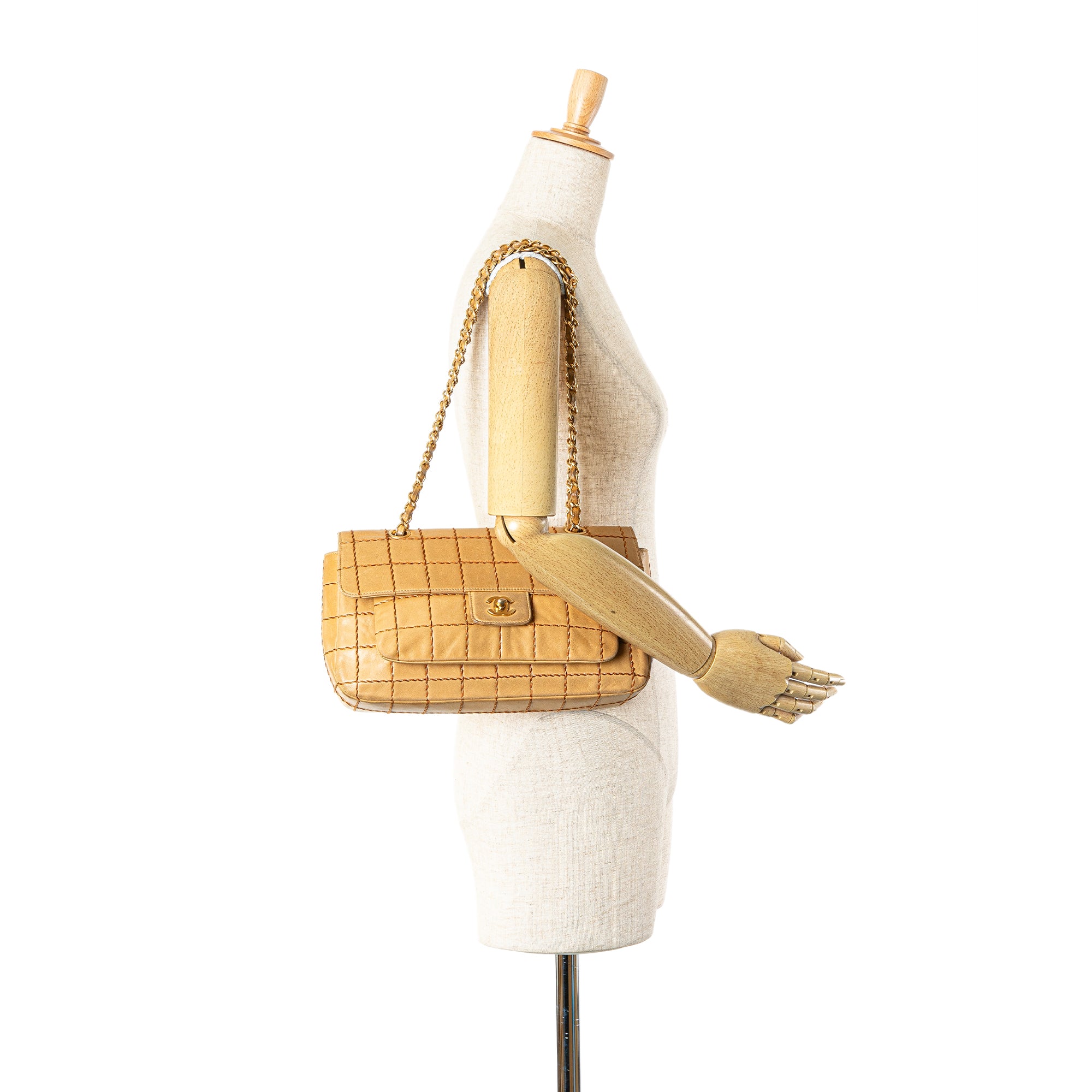 Chanel Chocolate Bar Lambskin Wild Stitch Chain Flap - image 9