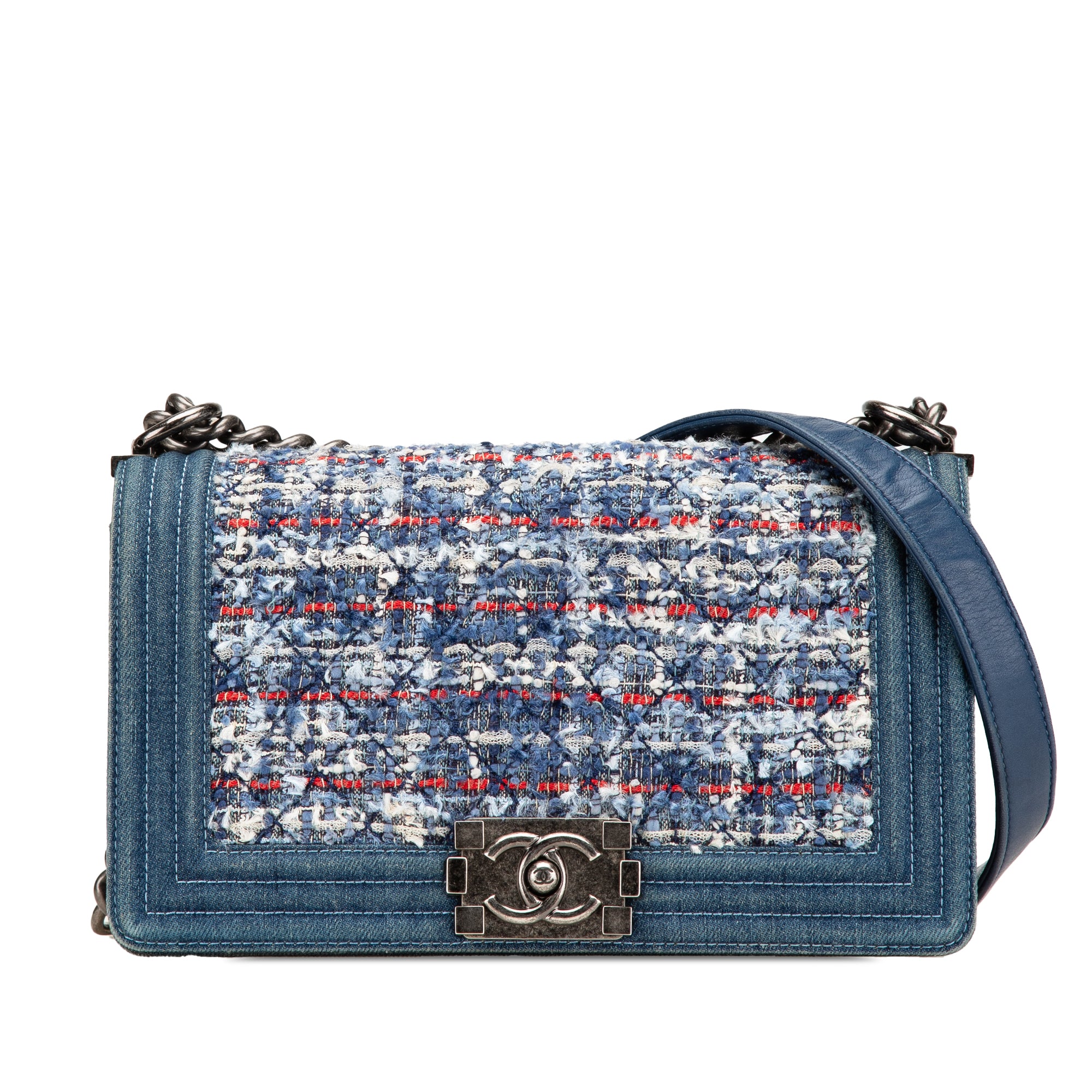 Chanel Medium Denim and Tweed Boy Bag - image 1