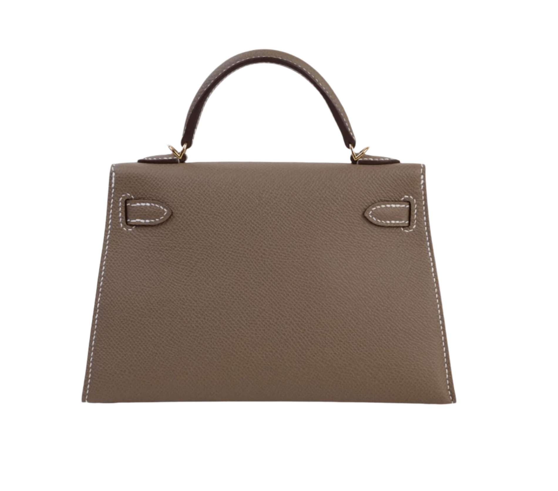 Hermès Mini Kelly II in Etoupe Epsom leather with gold hardware, featuring top handle and classic Sellier silhouette
