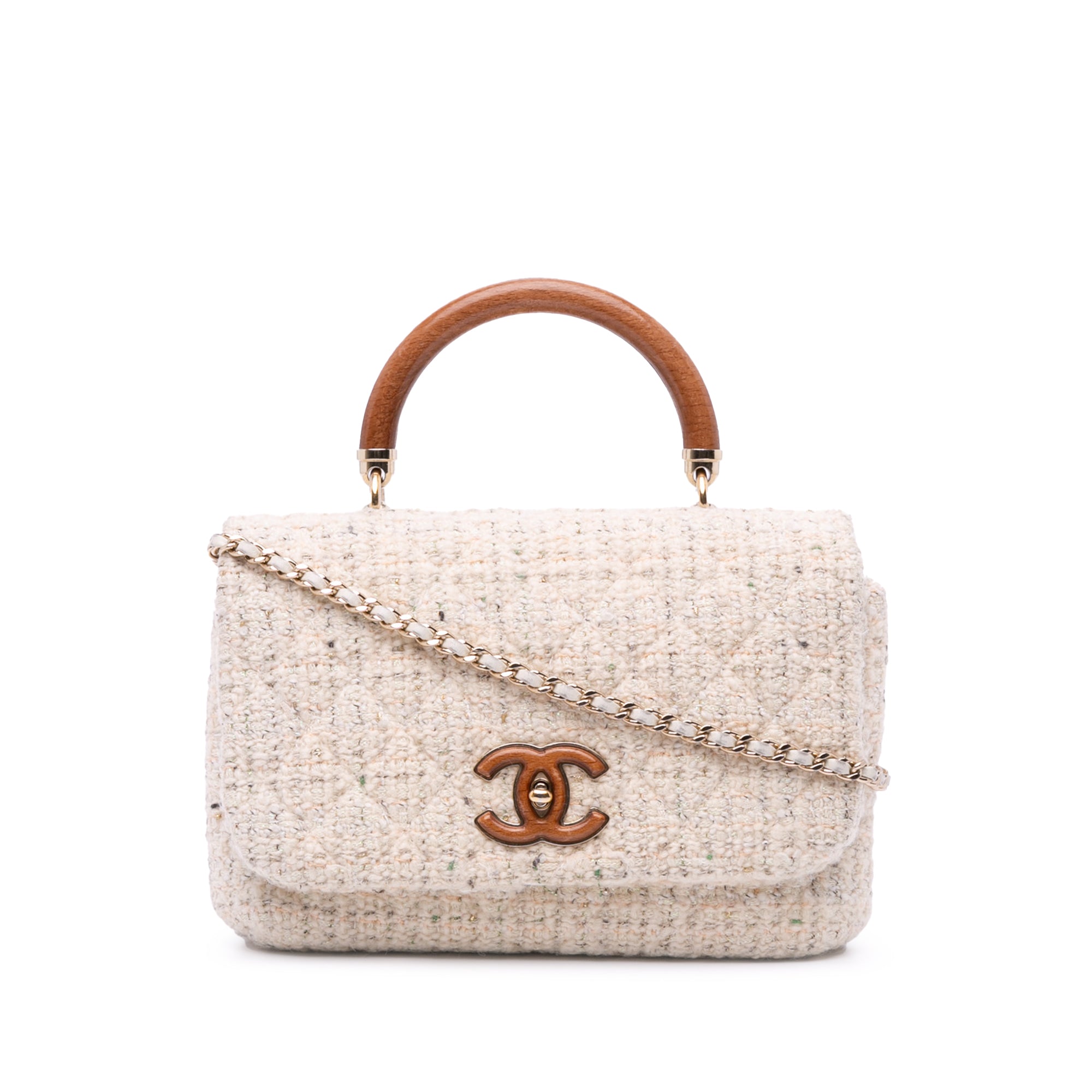 Chanel Tweed Knock on Wood Satchel - image 1