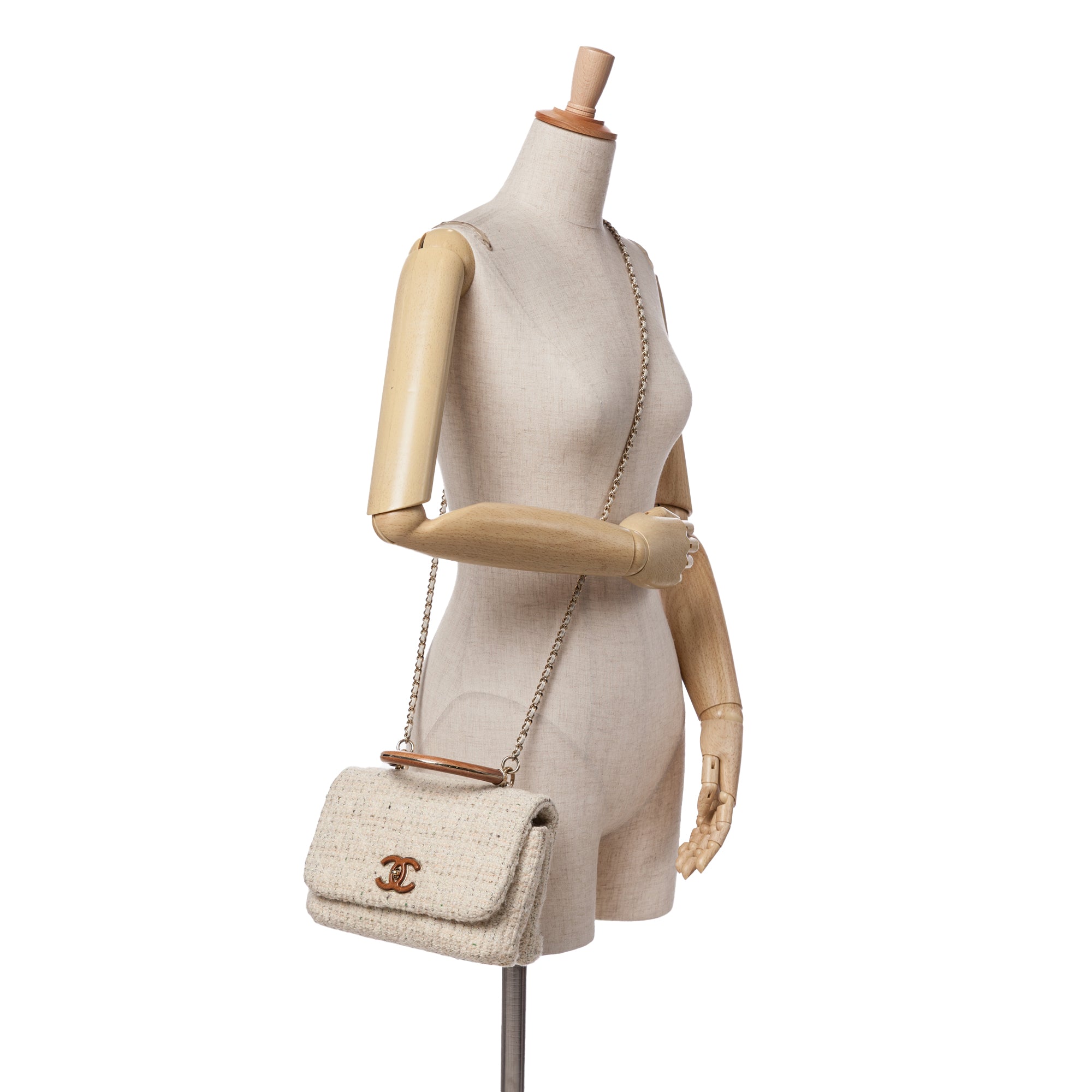 Chanel Tweed Knock on Wood Satchel - image 12
