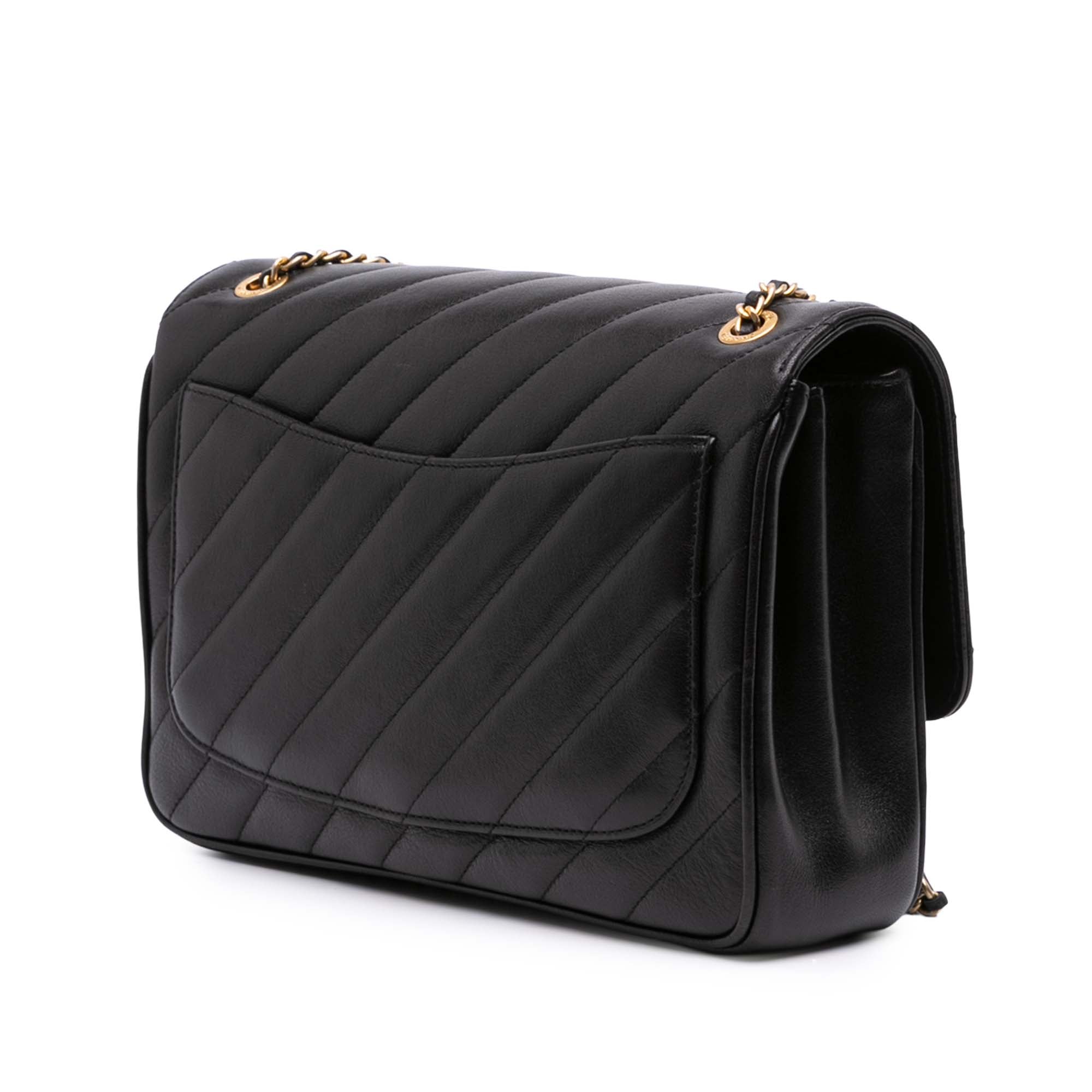 Chanel Diagonal Quilted Lambskin CC Signature Flap - image 2