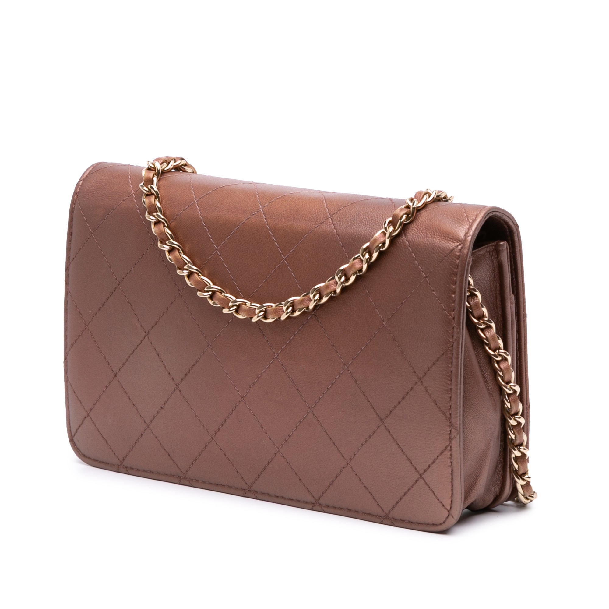 Chanel CC Quilted Metallic Lambskin Enamel Wallet On Chain - image 2