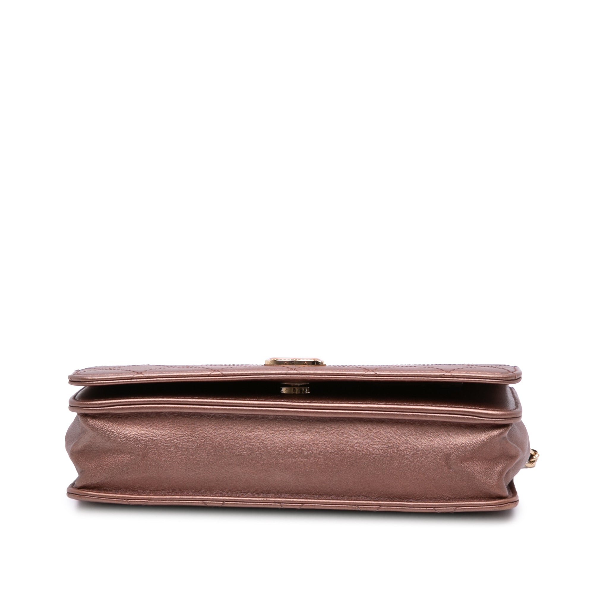 Chanel CC Quilted Metallic Lambskin Enamel Wallet On Chain - image 3