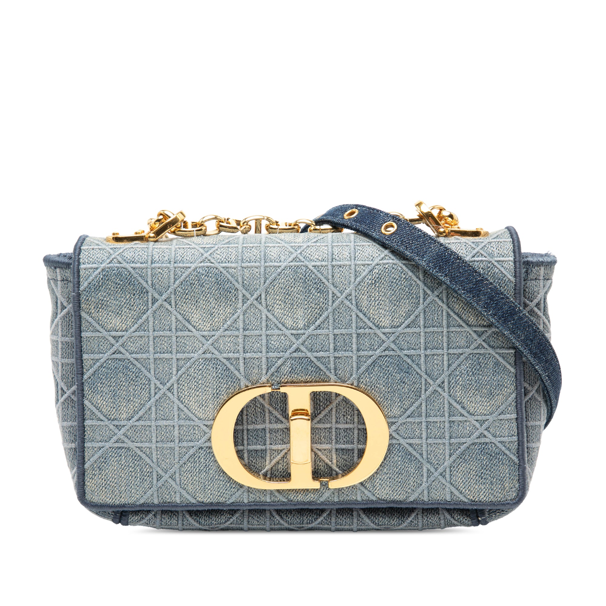 Dior Small Embroidered Denim Cannage Caro Bag - image 1