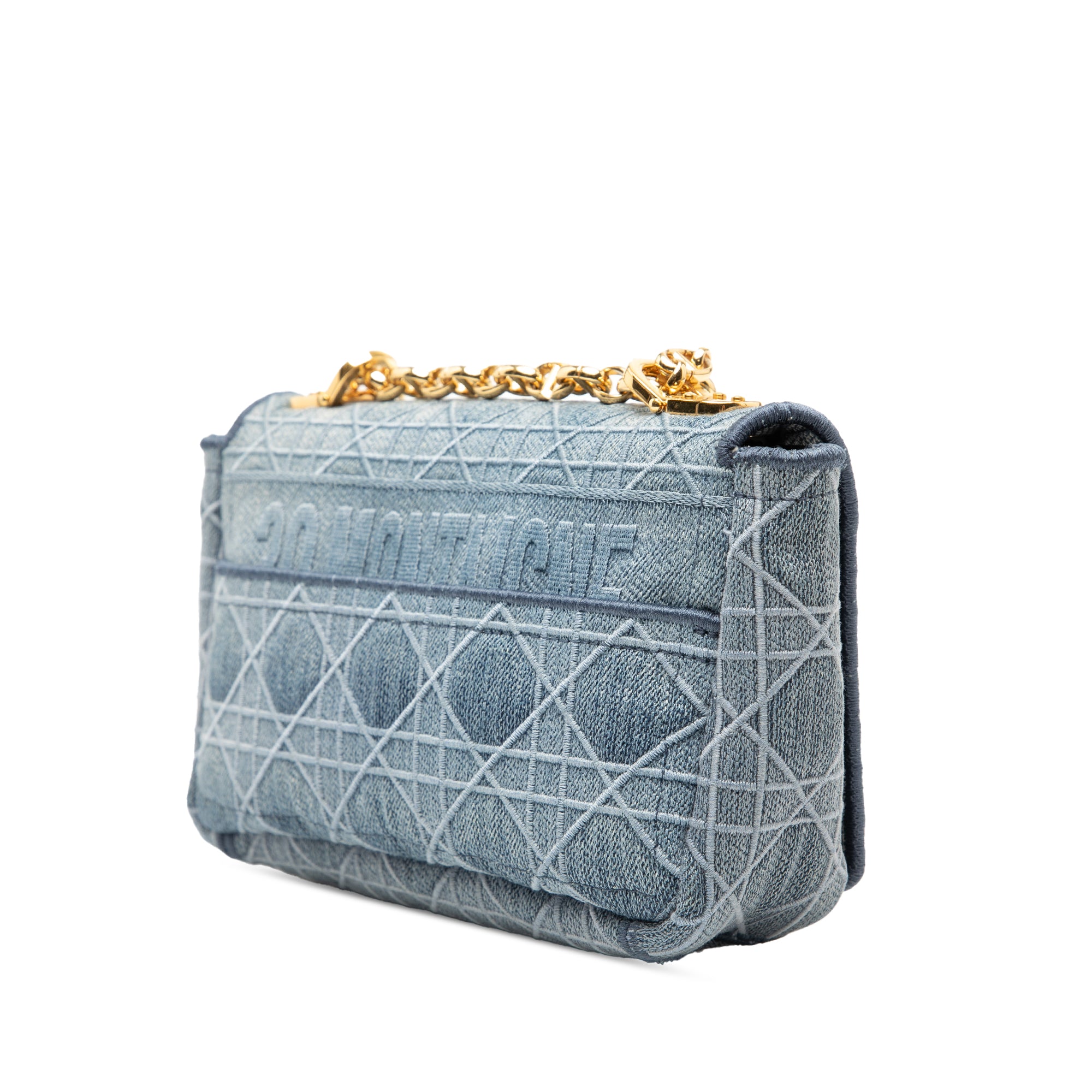 Dior Small Embroidered Denim Cannage Caro Bag - image 2
