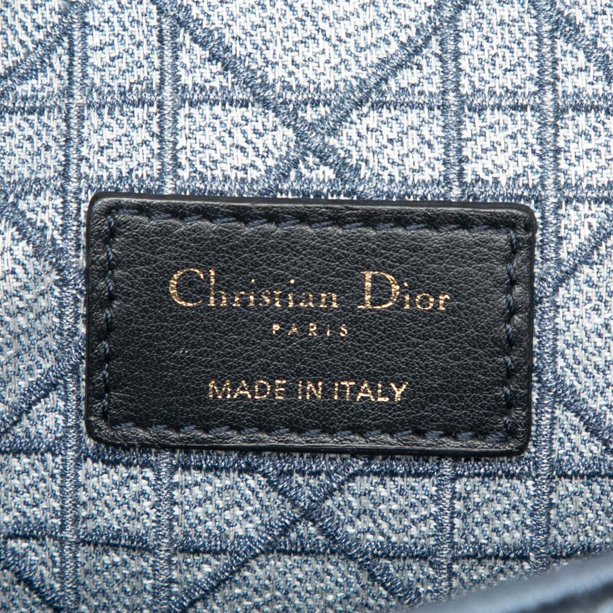 Dior Small Embroidered Denim Cannage Caro Bag - image 5
