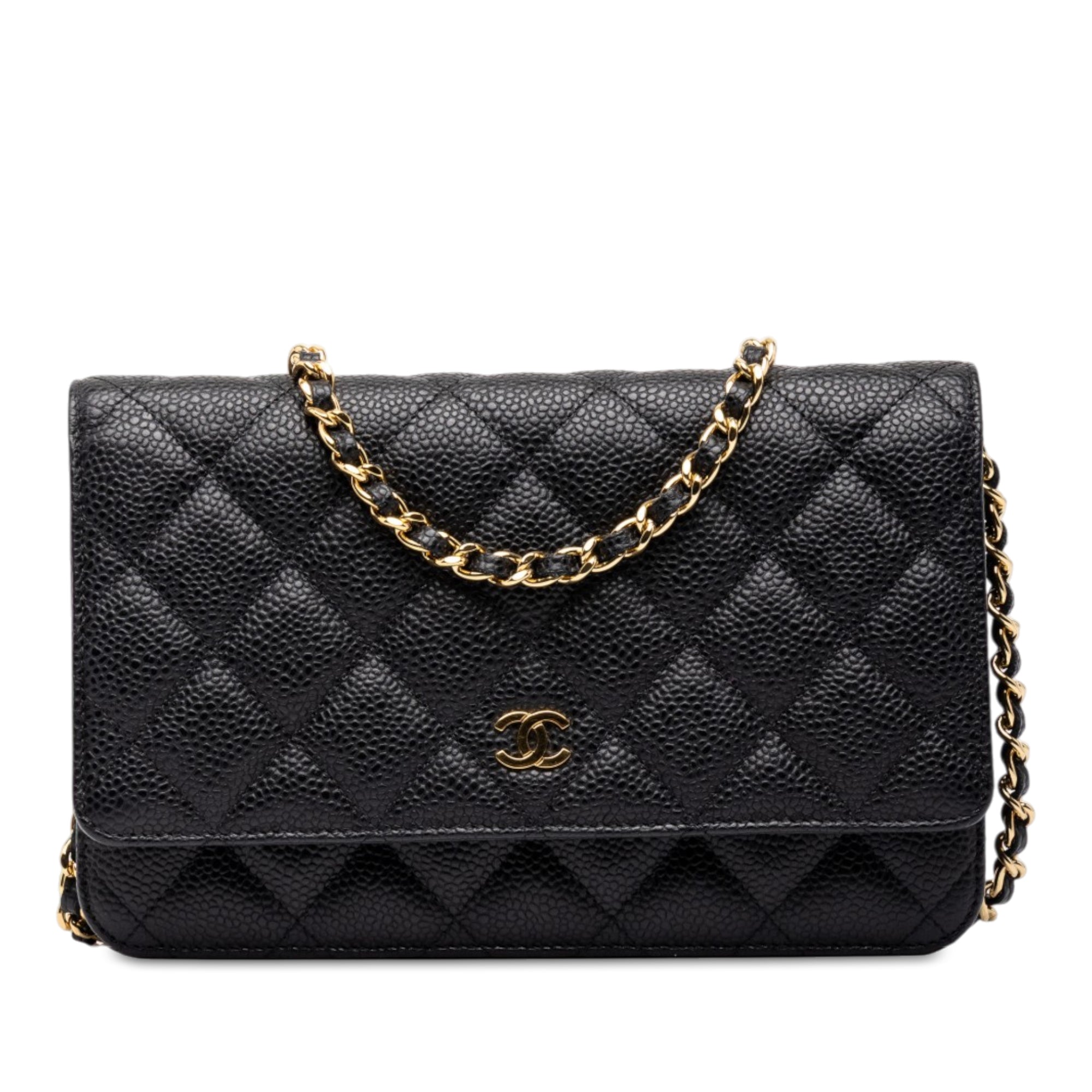 Chanel CC Quilted Caviar Wallet on Chain - image 1