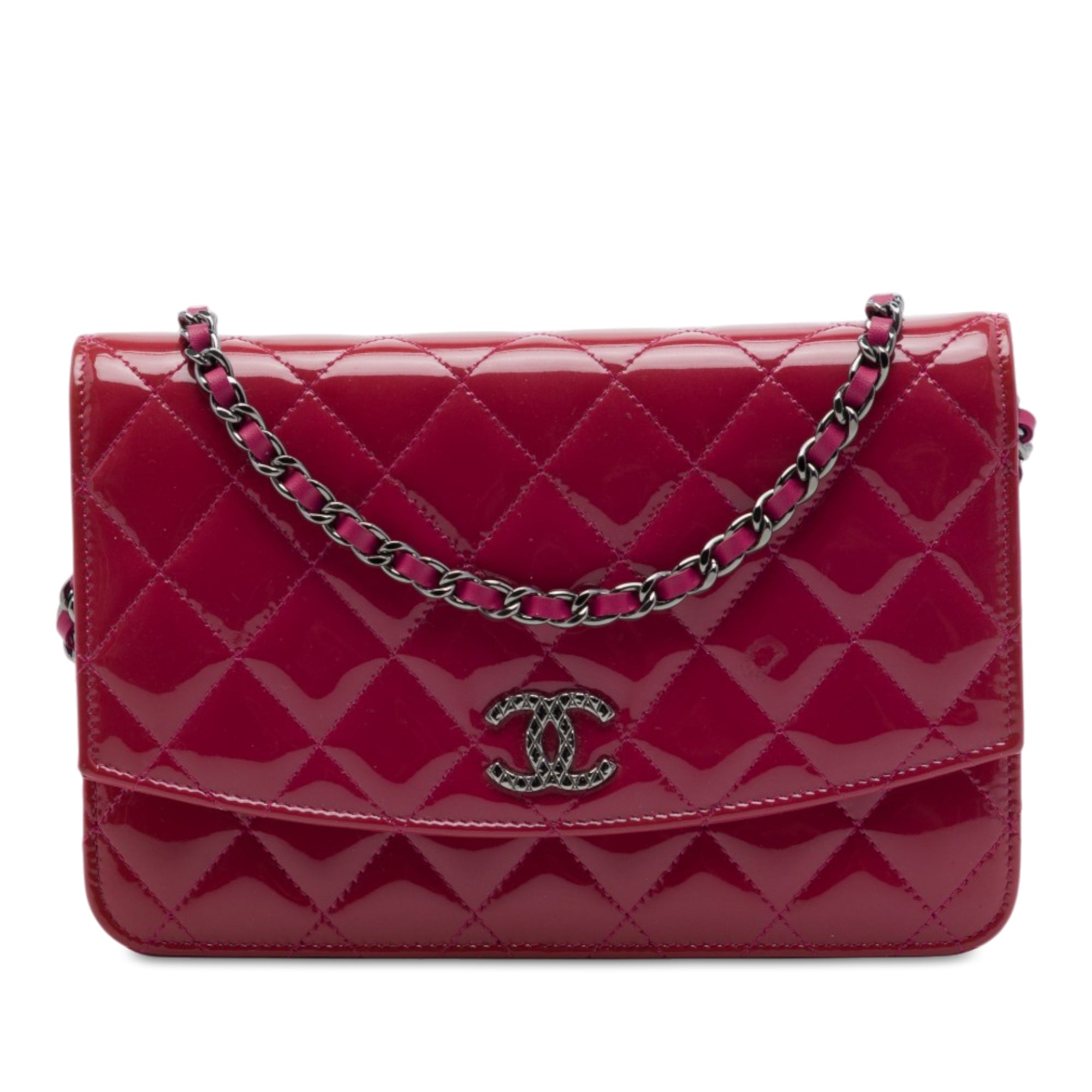 Chanel CC Quilted Patent Brilliant Wallet On Chain - image 1