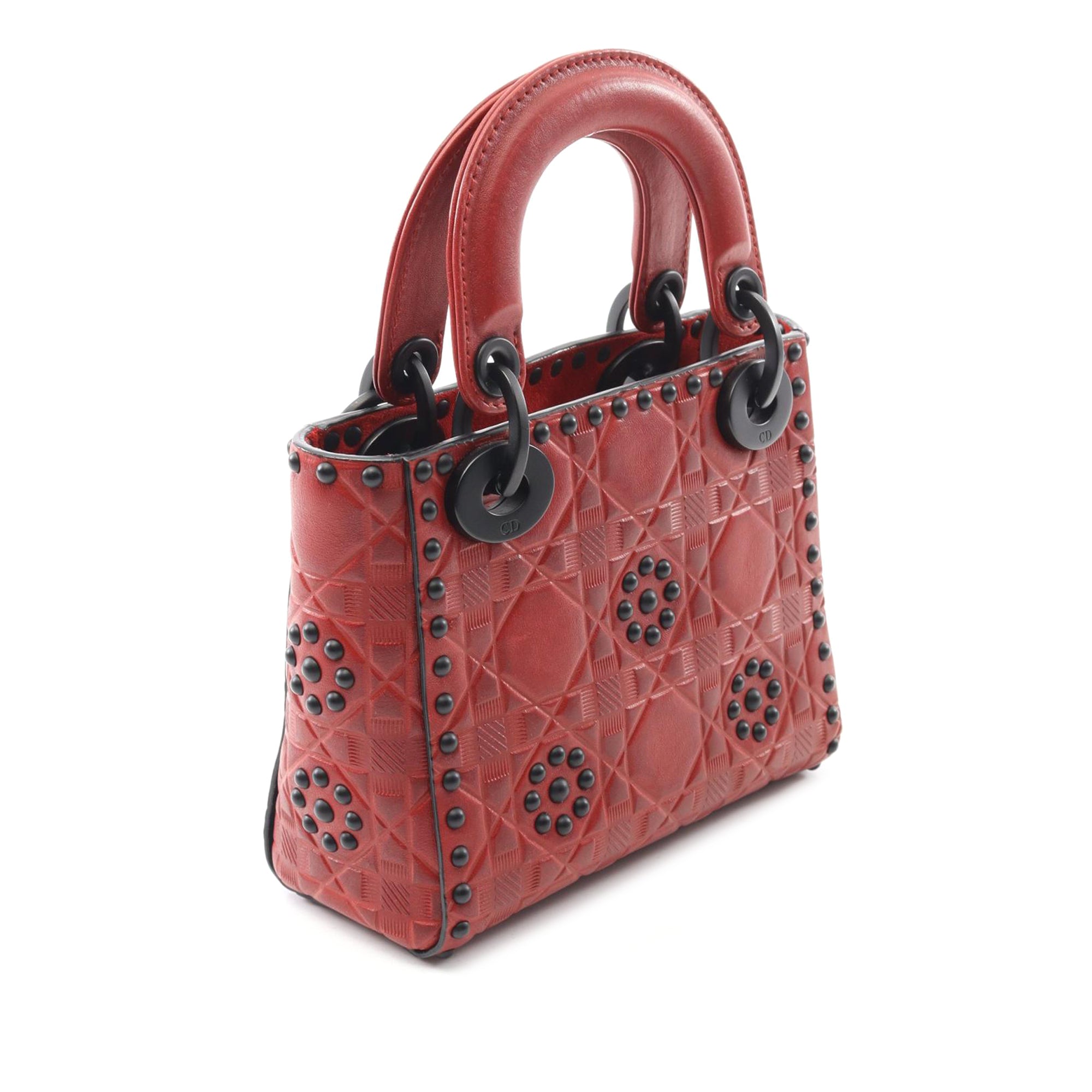 Dior Mini Embossed Calfskin Cannage Studded Flower Lady Dior - image 2