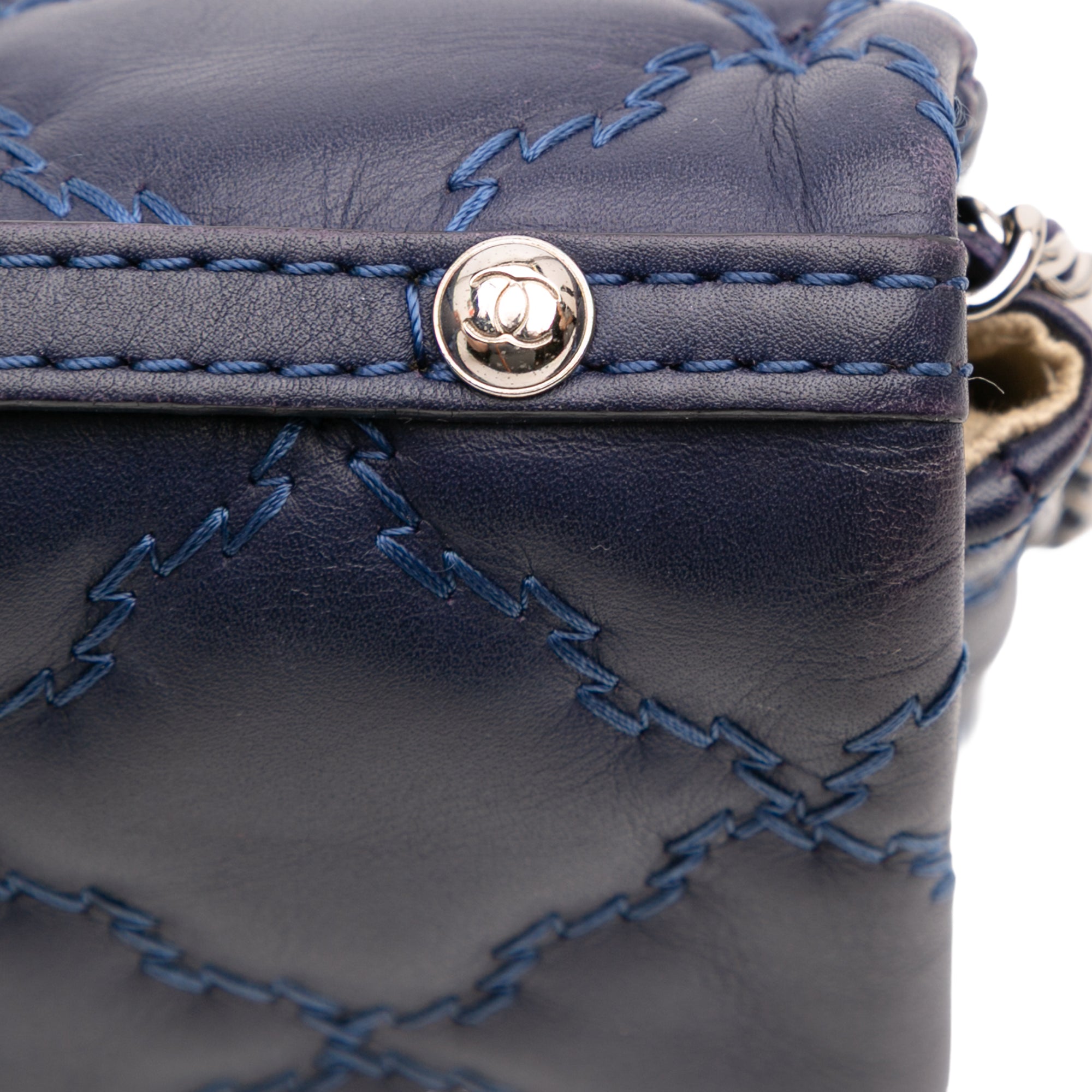 Chanel Mini Lambskin Double Stitch Hamptons Flap - image 9