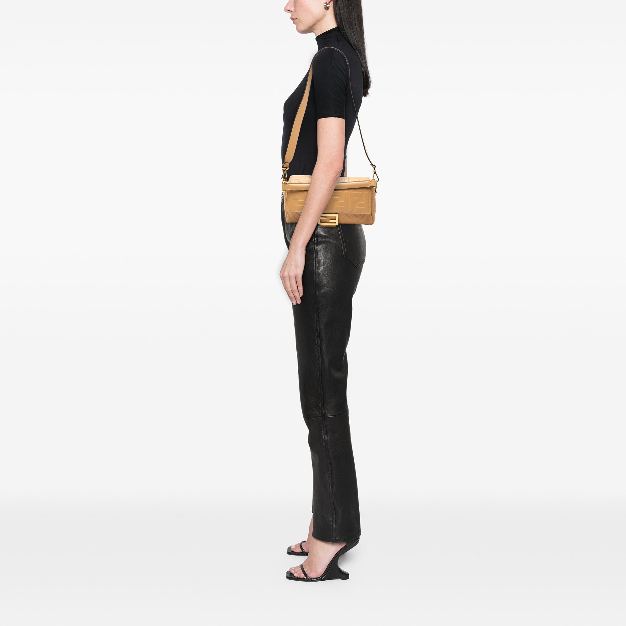 Fendi Zucca Embossed Leather Baguette Satchel - image 6