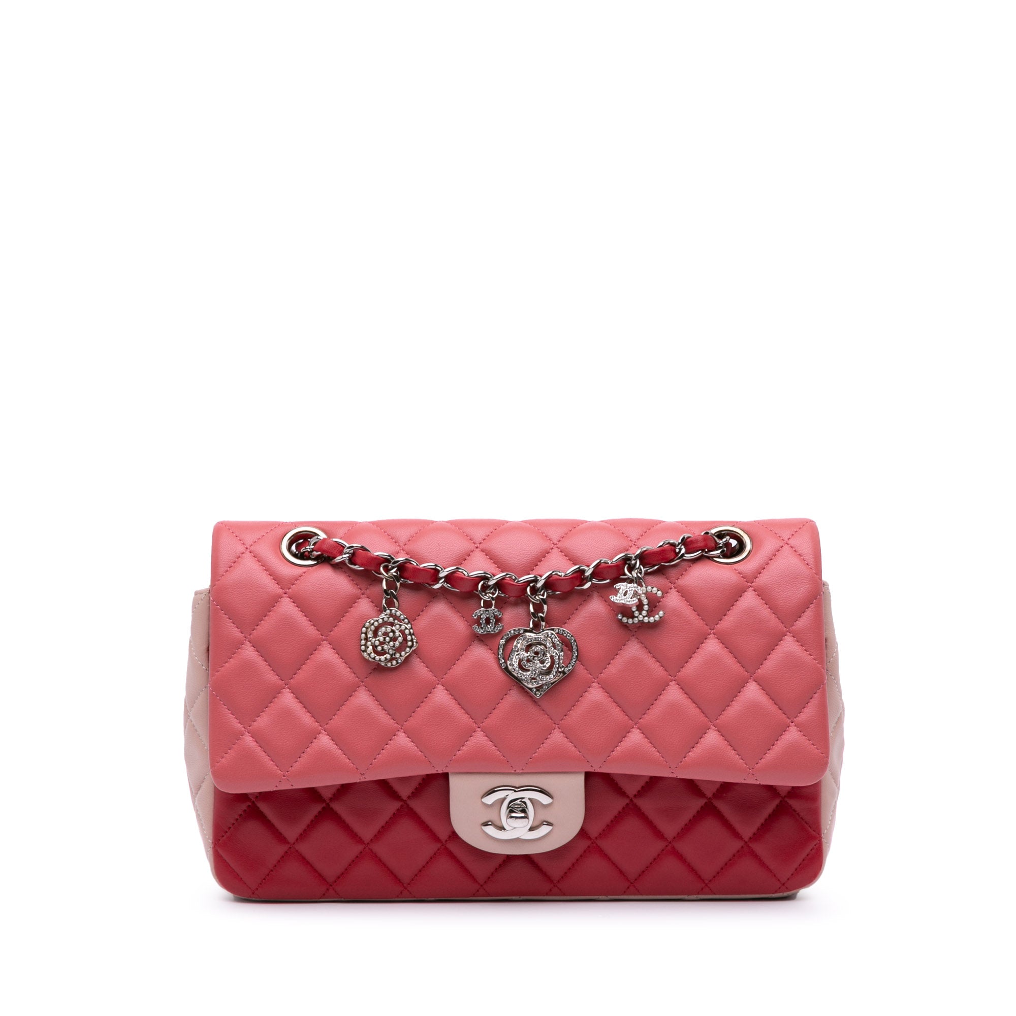 Chanel Medium Classic Tricolor Lambskin Valentines Heart Charms Single Flap - image 1