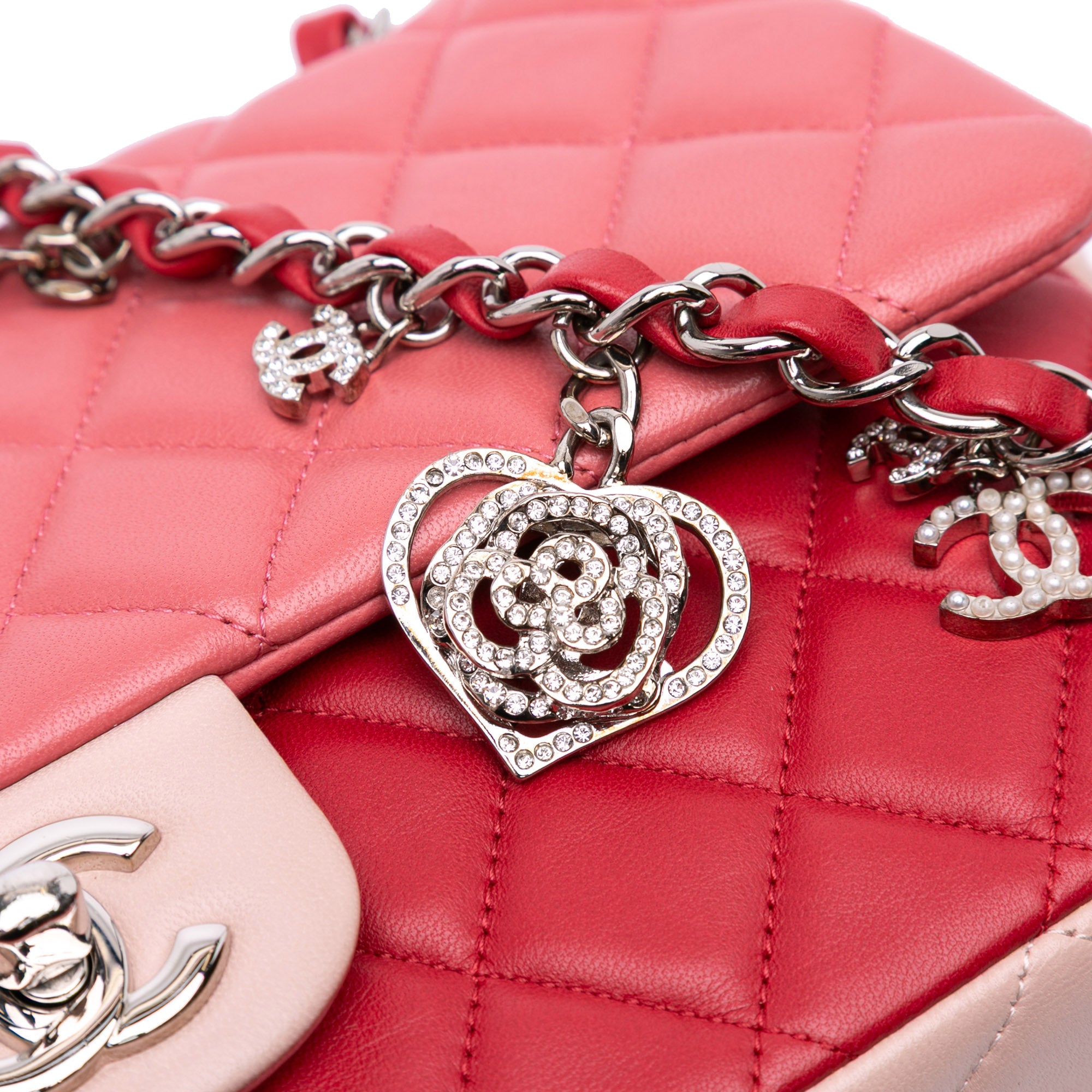 Chanel Medium Classic Tricolor Lambskin Valentines Heart Charms Single Flap - image 9
