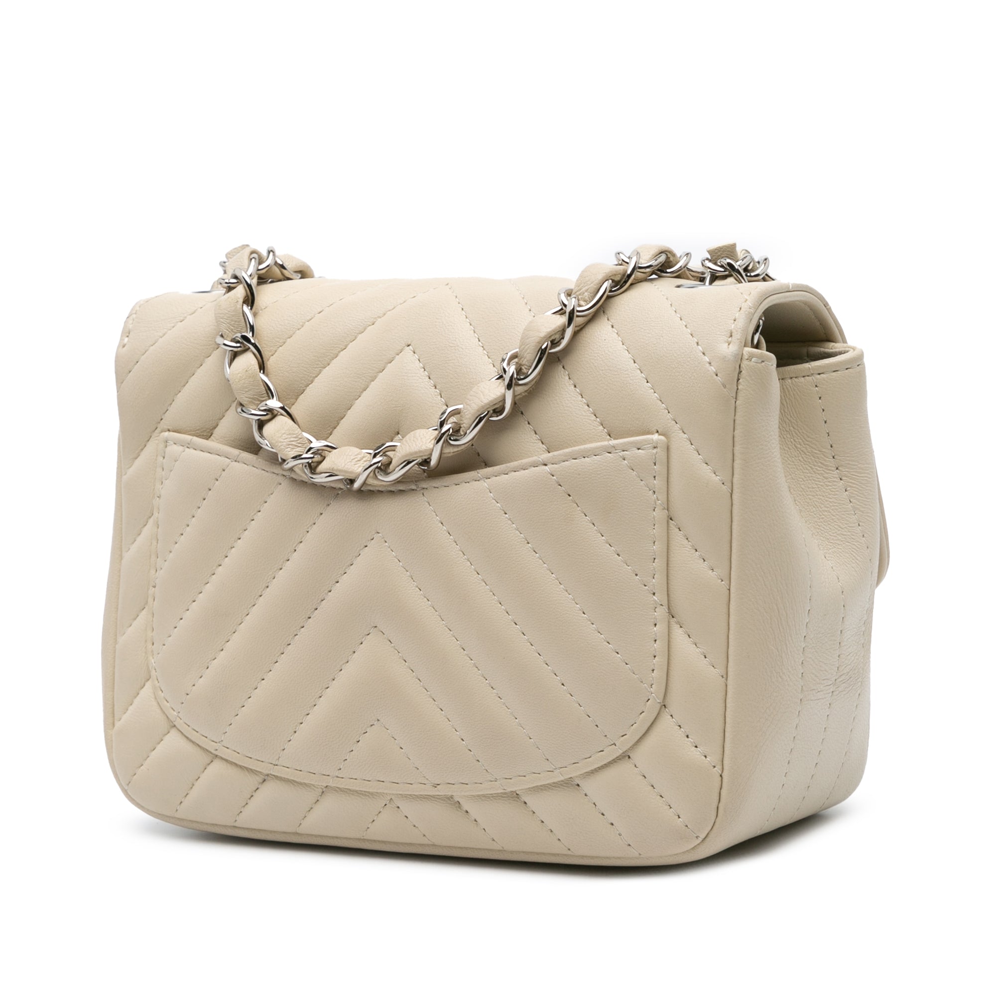 Chanel Mini Square Classic Chevron Lambskin Single Flap - image 2