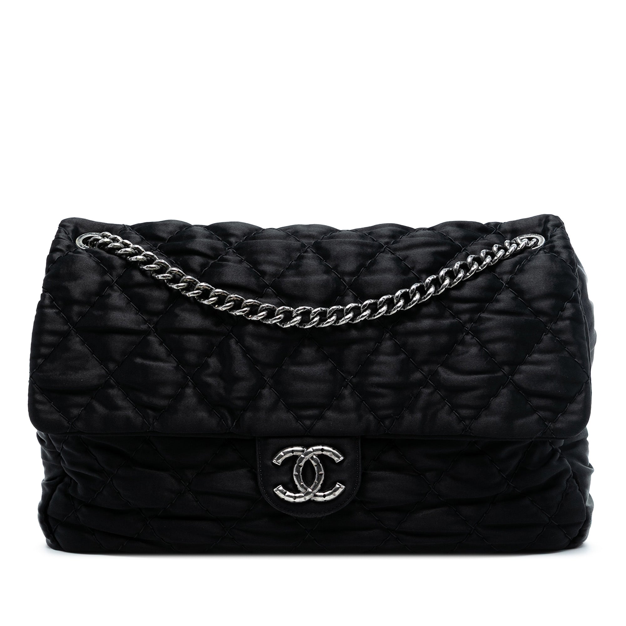 Chanel Extra Large CC Quilted Satin Single Flap - image 1
