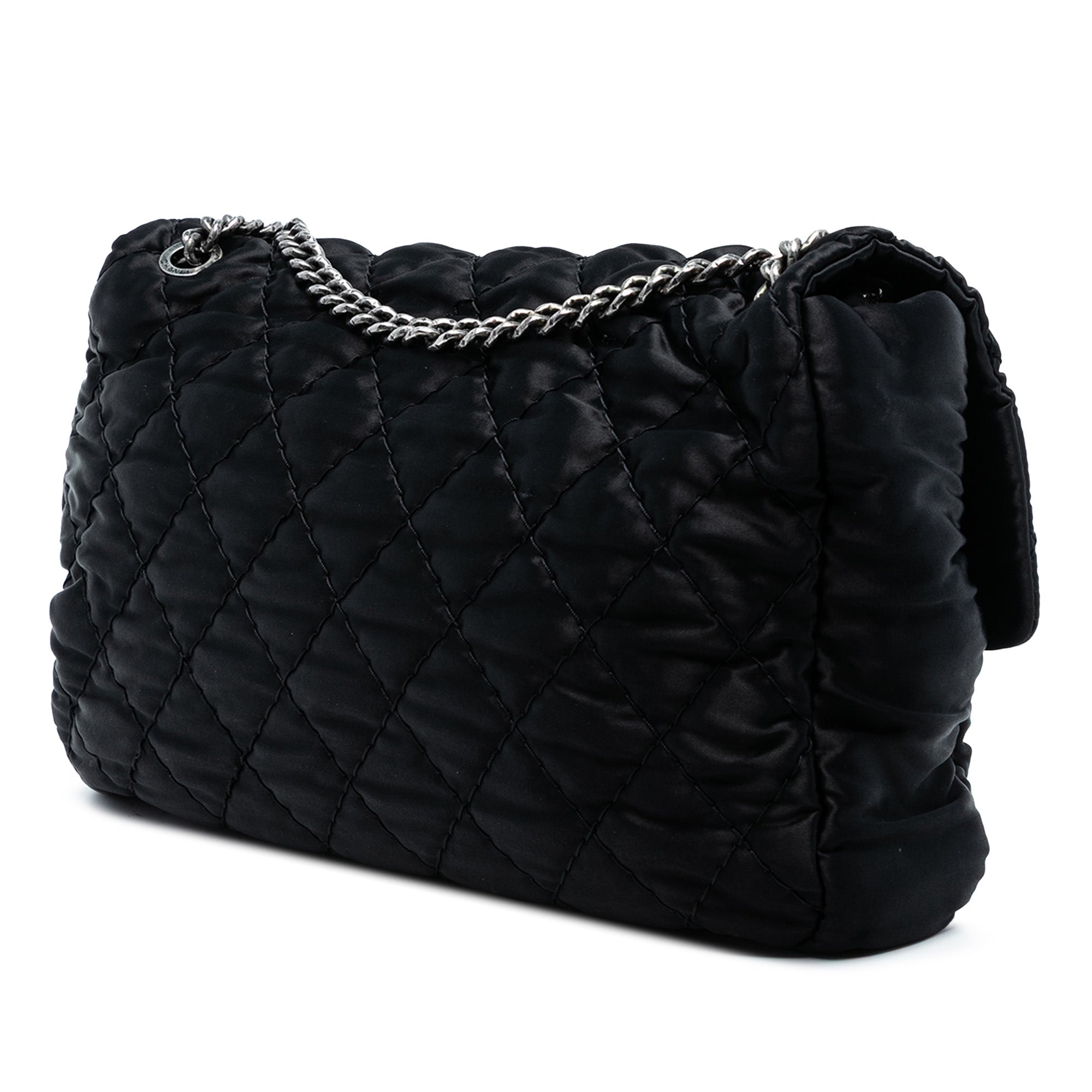 Chanel Extra Large CC Quilted Satin Single Flap - image 3