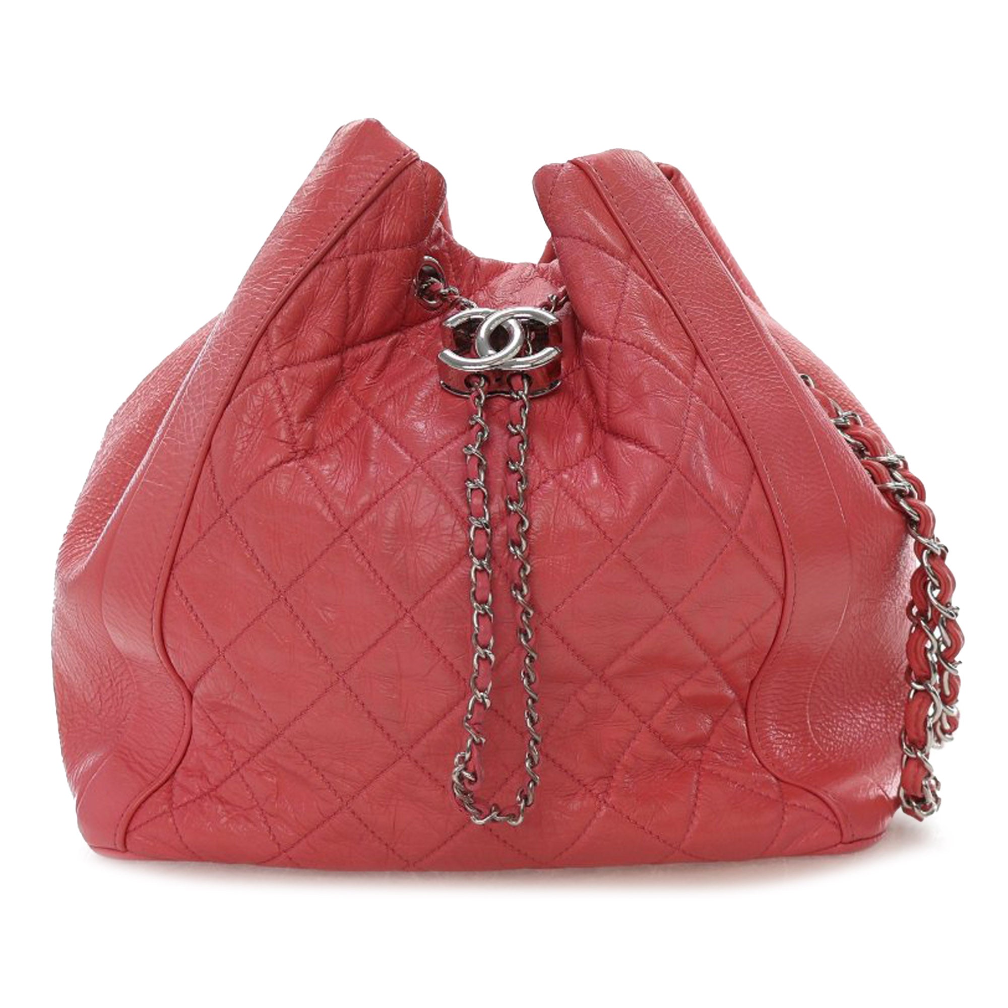 Chanel CC Quilted Shiny Calfskin Drawstring Bucket Bag - image 1