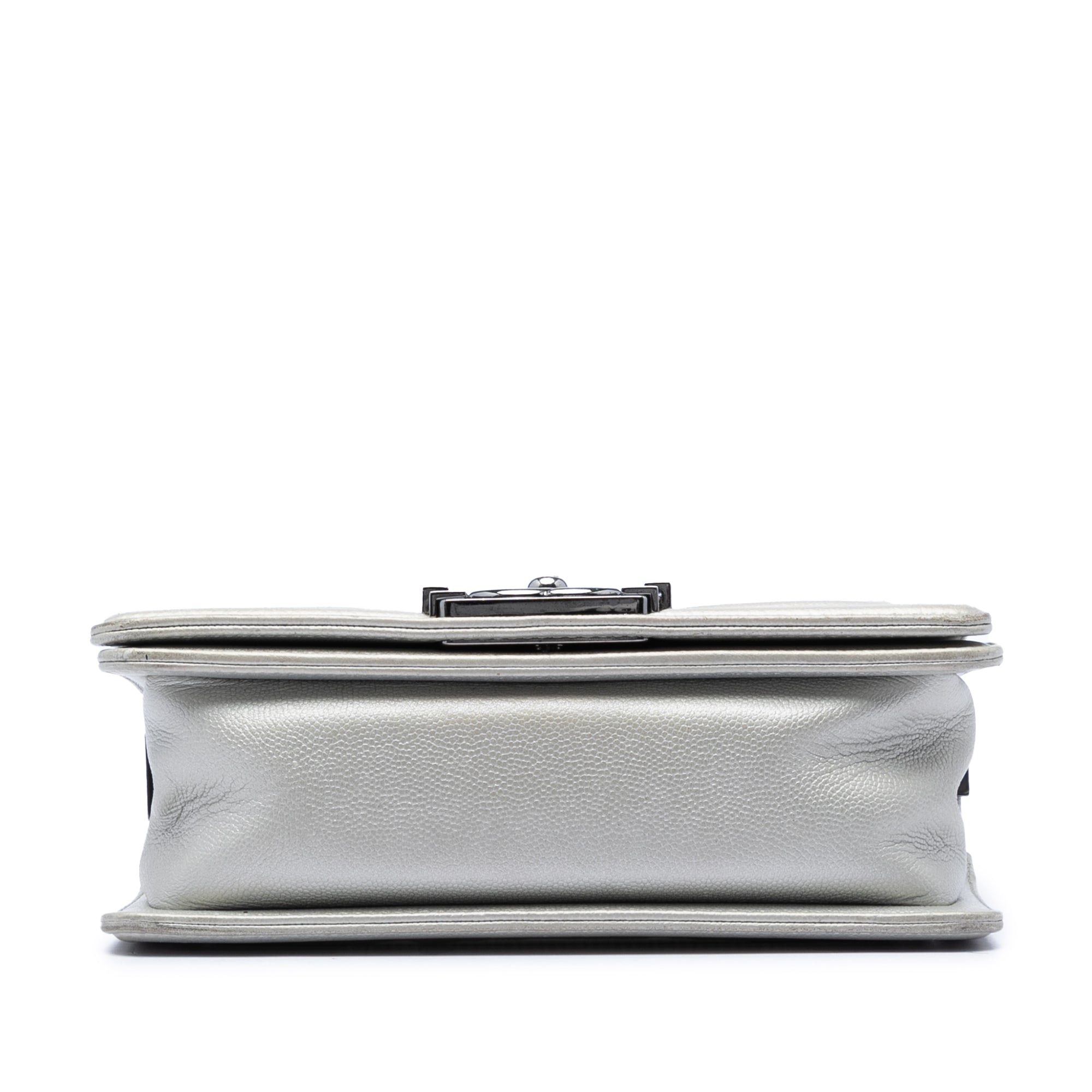 Chanel Small Quilted Metallic Caviar Boy Flap - image 3