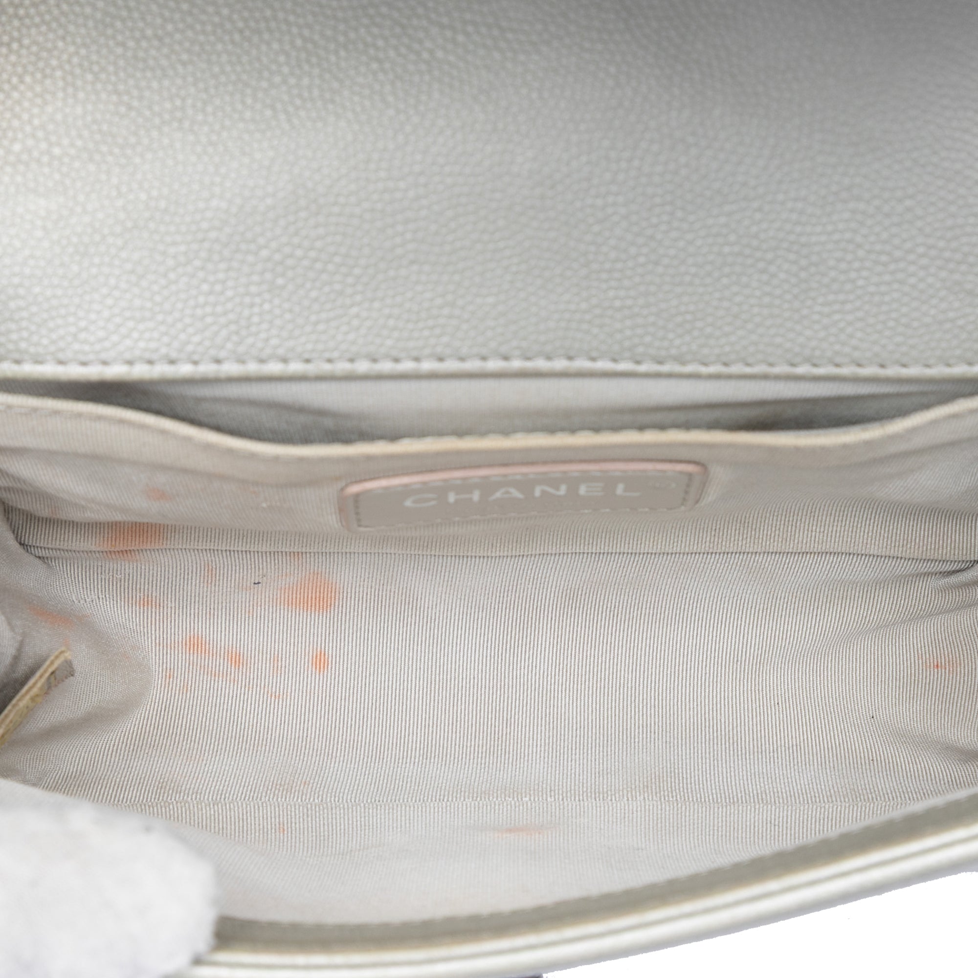 Chanel Small Quilted Metallic Caviar Boy Flap - image 4