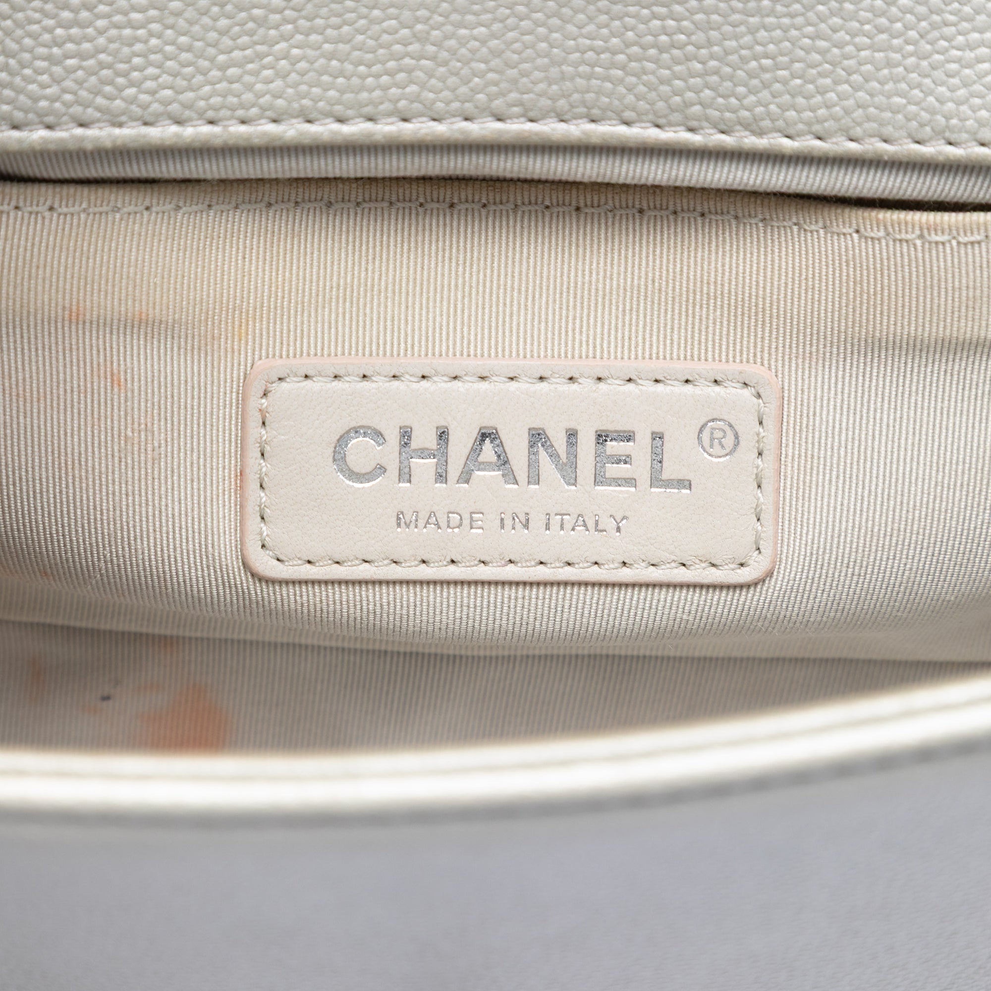 Chanel Small Quilted Metallic Caviar Boy Flap - image 5
