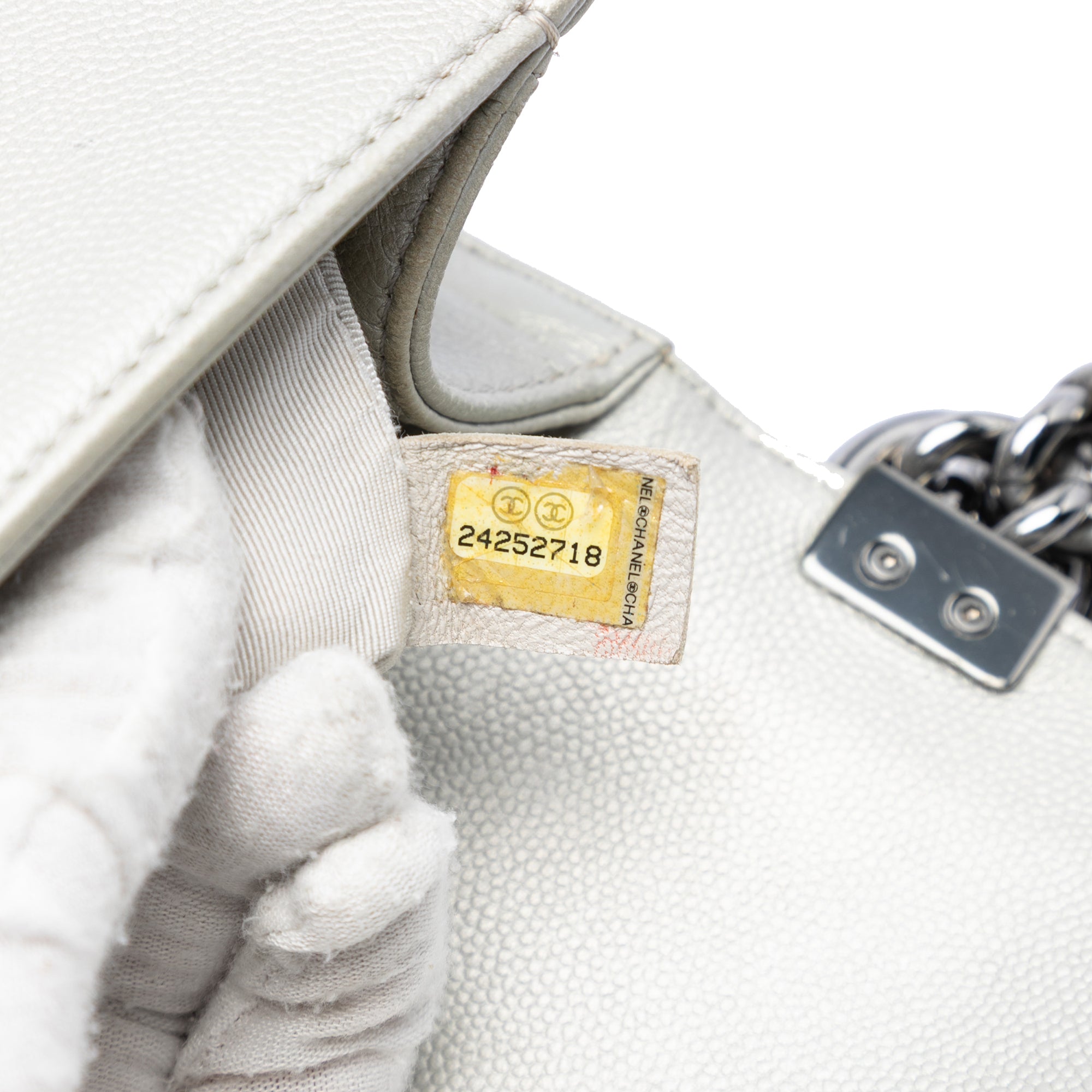 Chanel Small Quilted Metallic Caviar Boy Flap - image 6