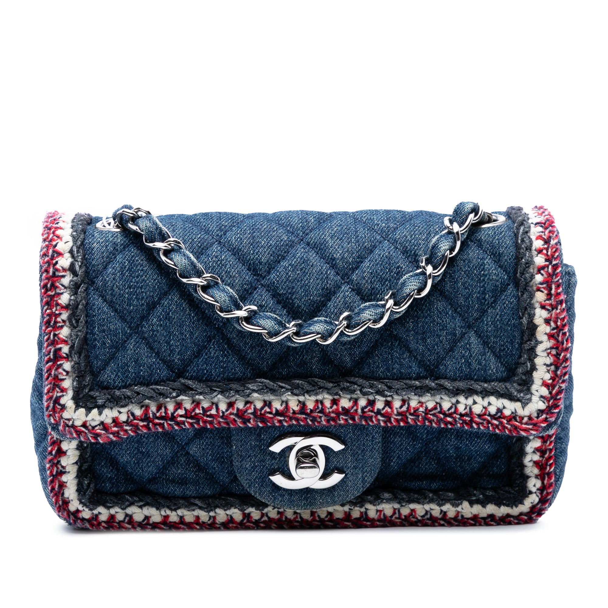 Chanel Mini Rectangular Classic Denim Braided Single Flap - image 1