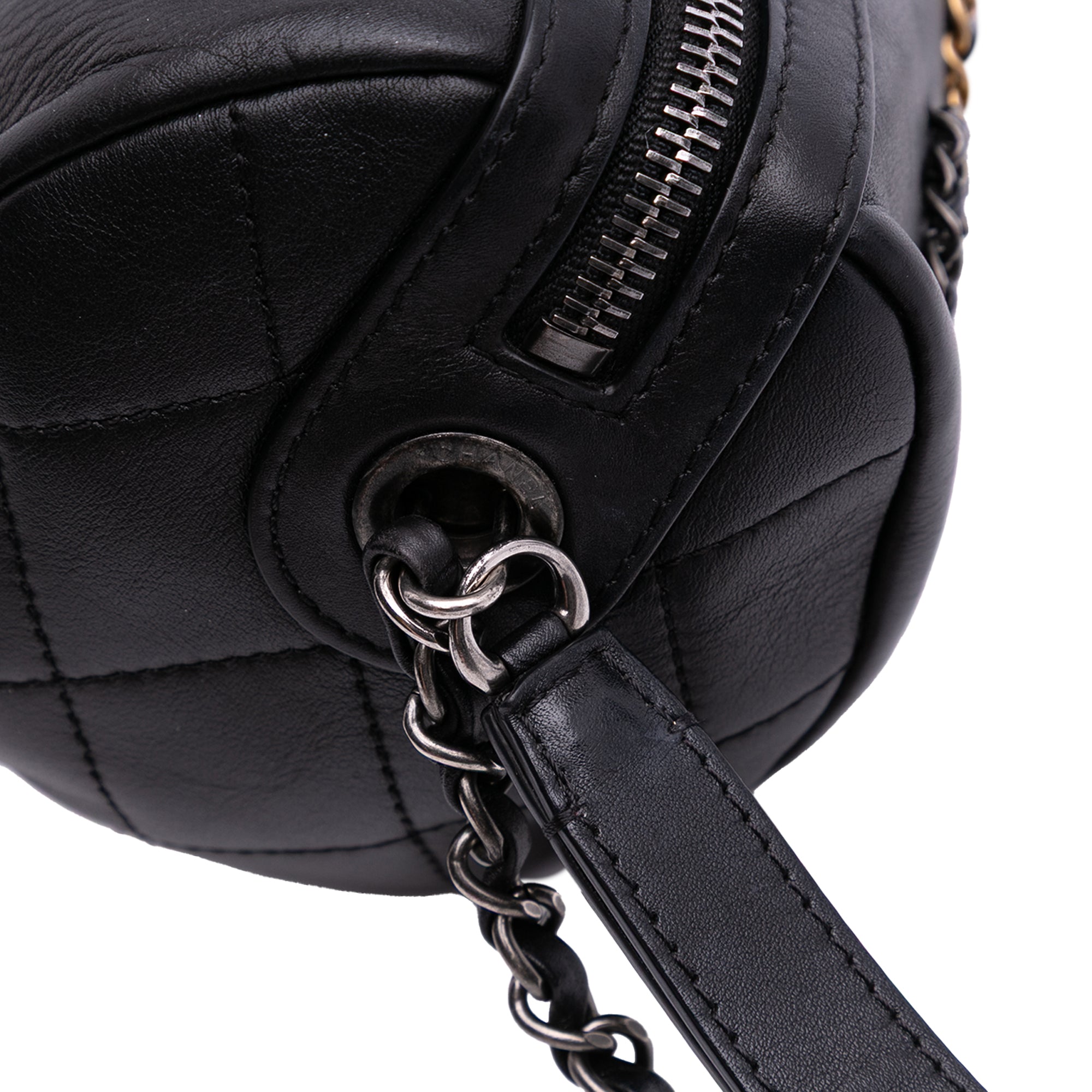 Chanel Calfskin Signature Chain Signe Bowling Bag - image 11