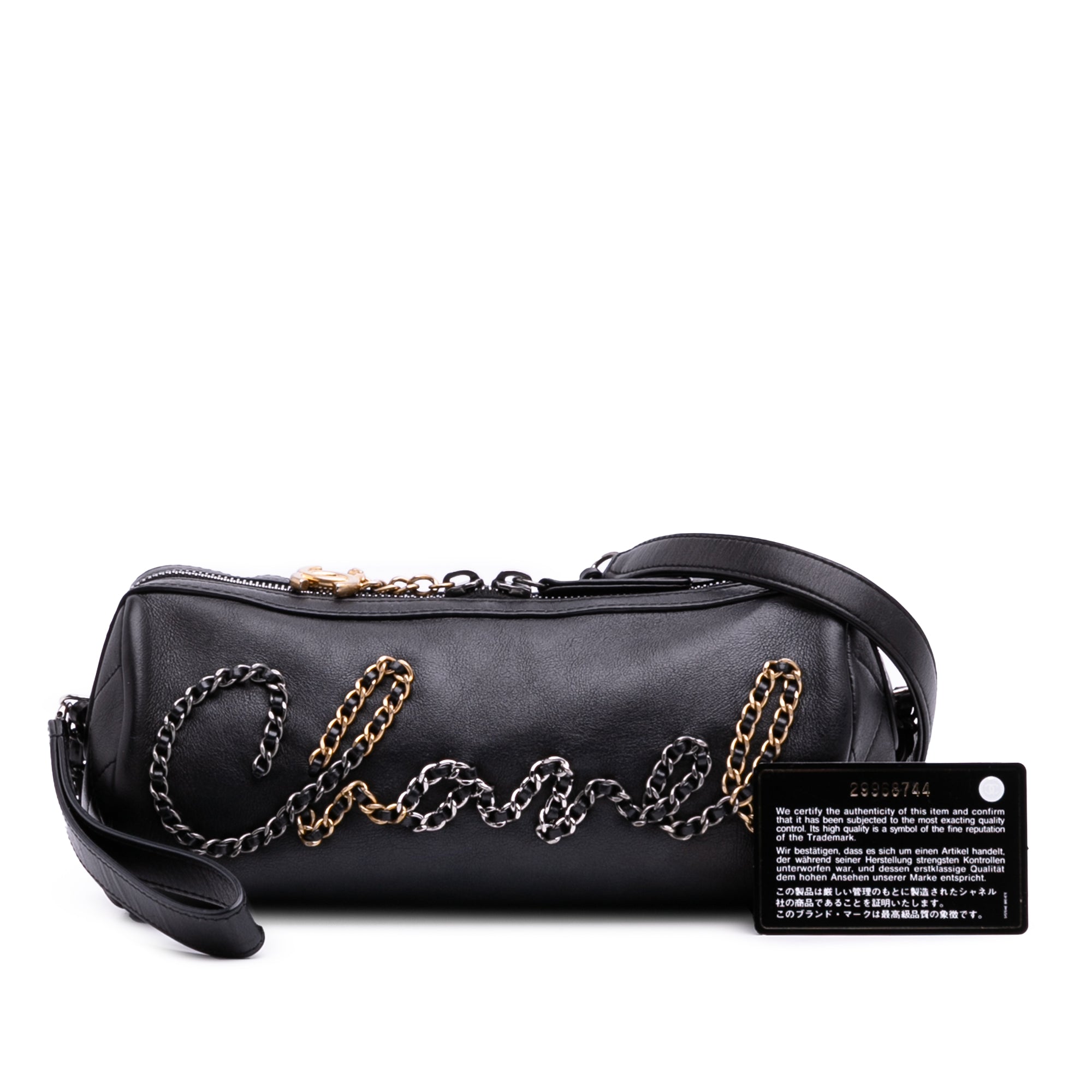 Chanel Calfskin Signature Chain Signe Bowling Bag - image 14