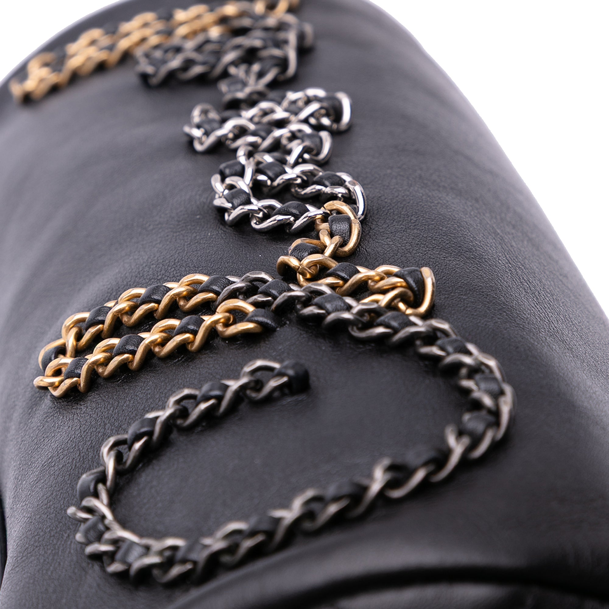 Chanel Calfskin Signature Chain Signe Bowling Bag - image 9