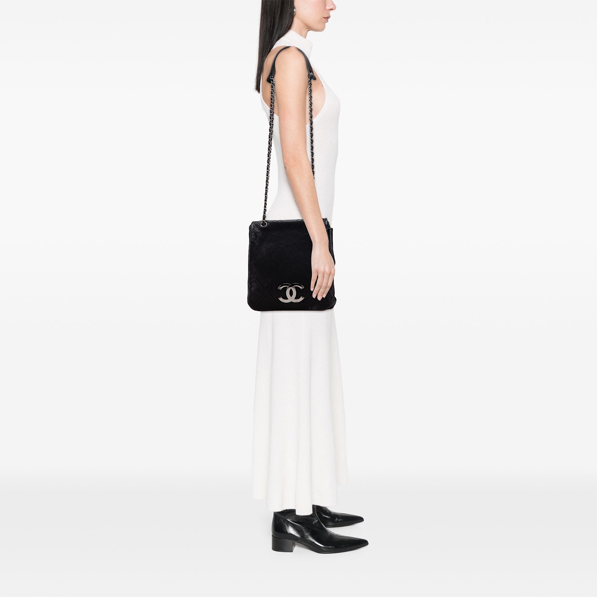 Chanel Large Calfskin Diamond Stitch Crossbody - image 9
