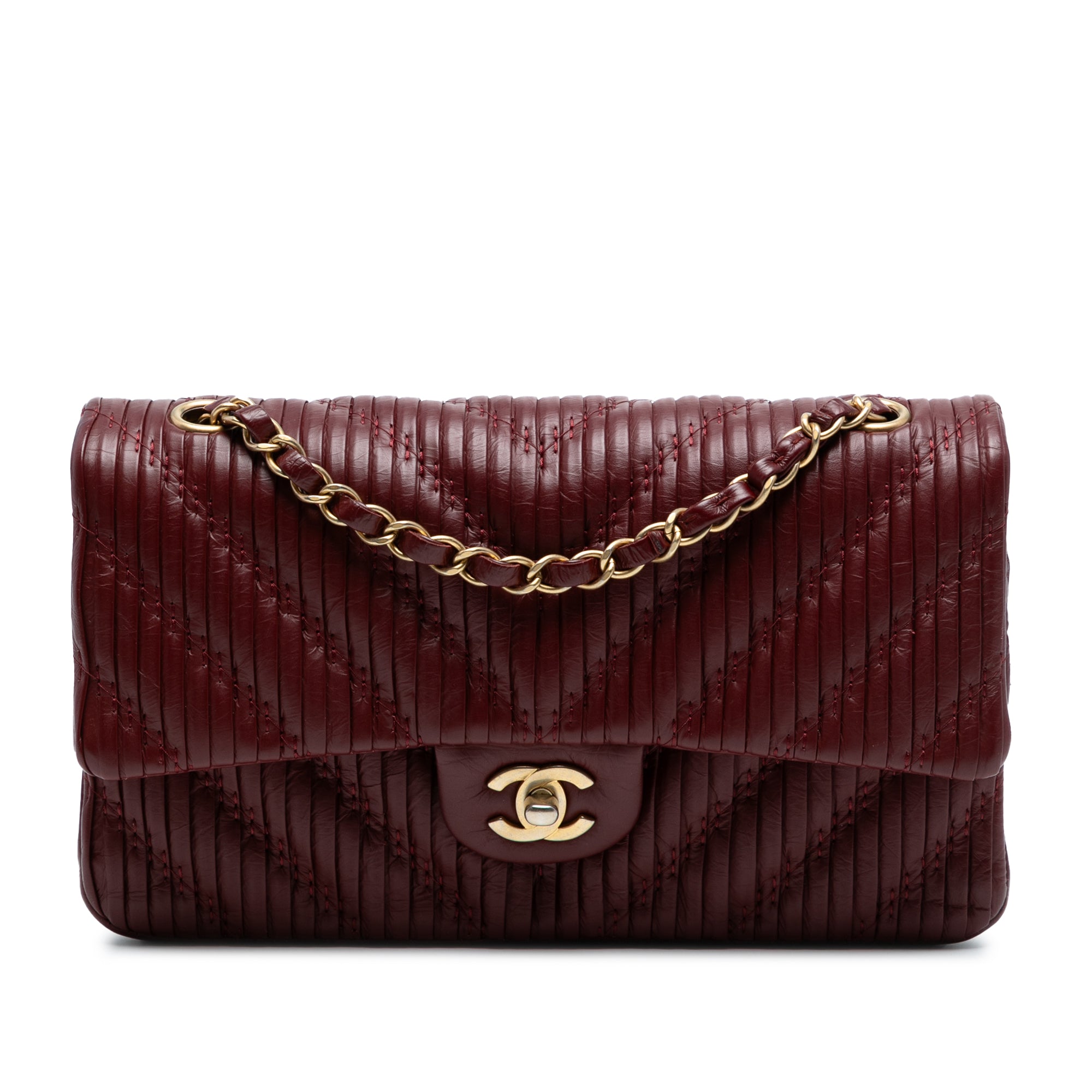 Chanel Medium Classic Chevron Calfskin Pleated Double Flap - image 1