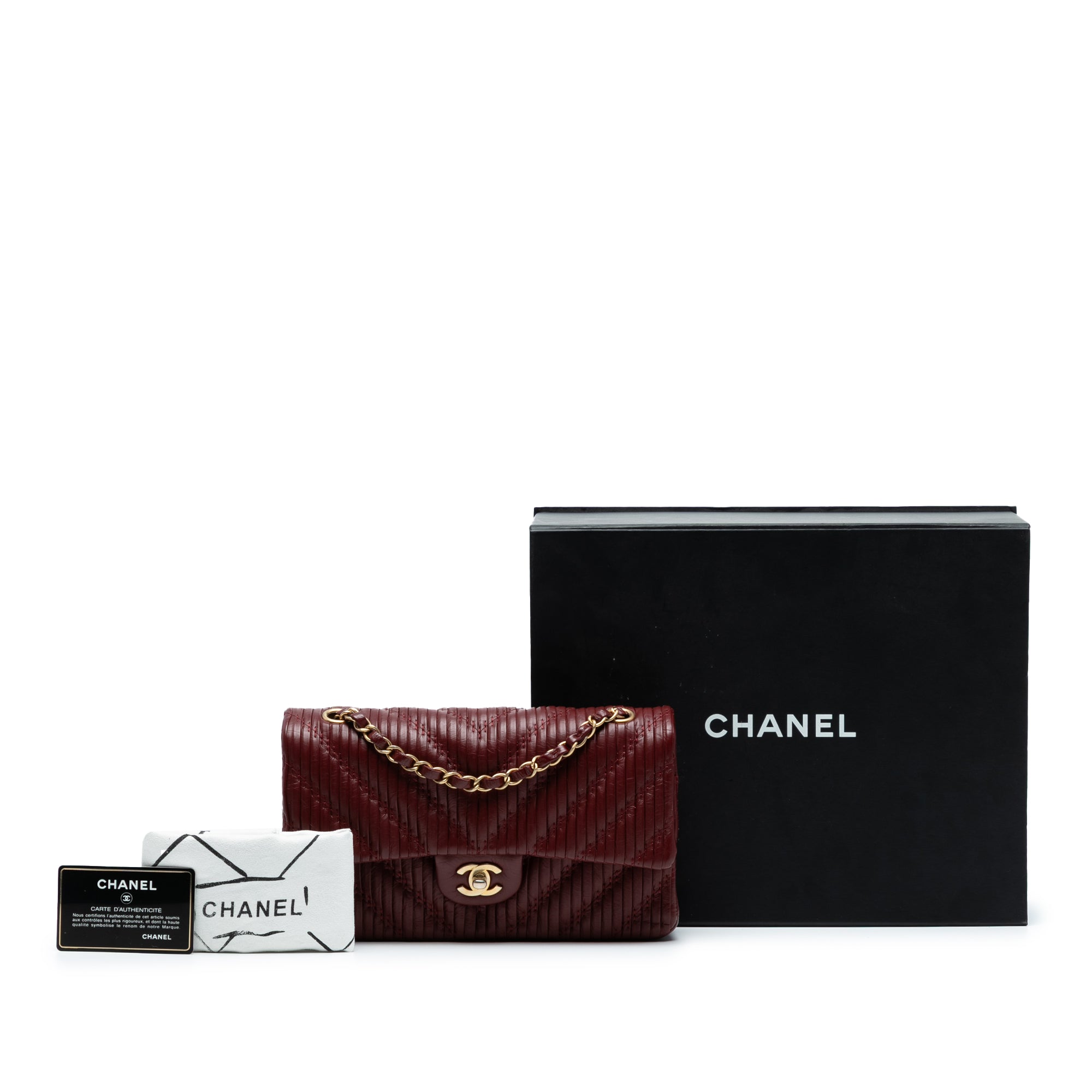 Chanel Medium Classic Chevron Calfskin Pleated Double Flap - image 8