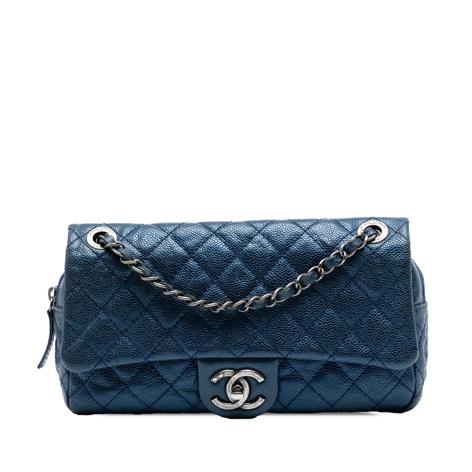 Chanel Medium Quilted Iridescent Caviar Easy Flap - image 1