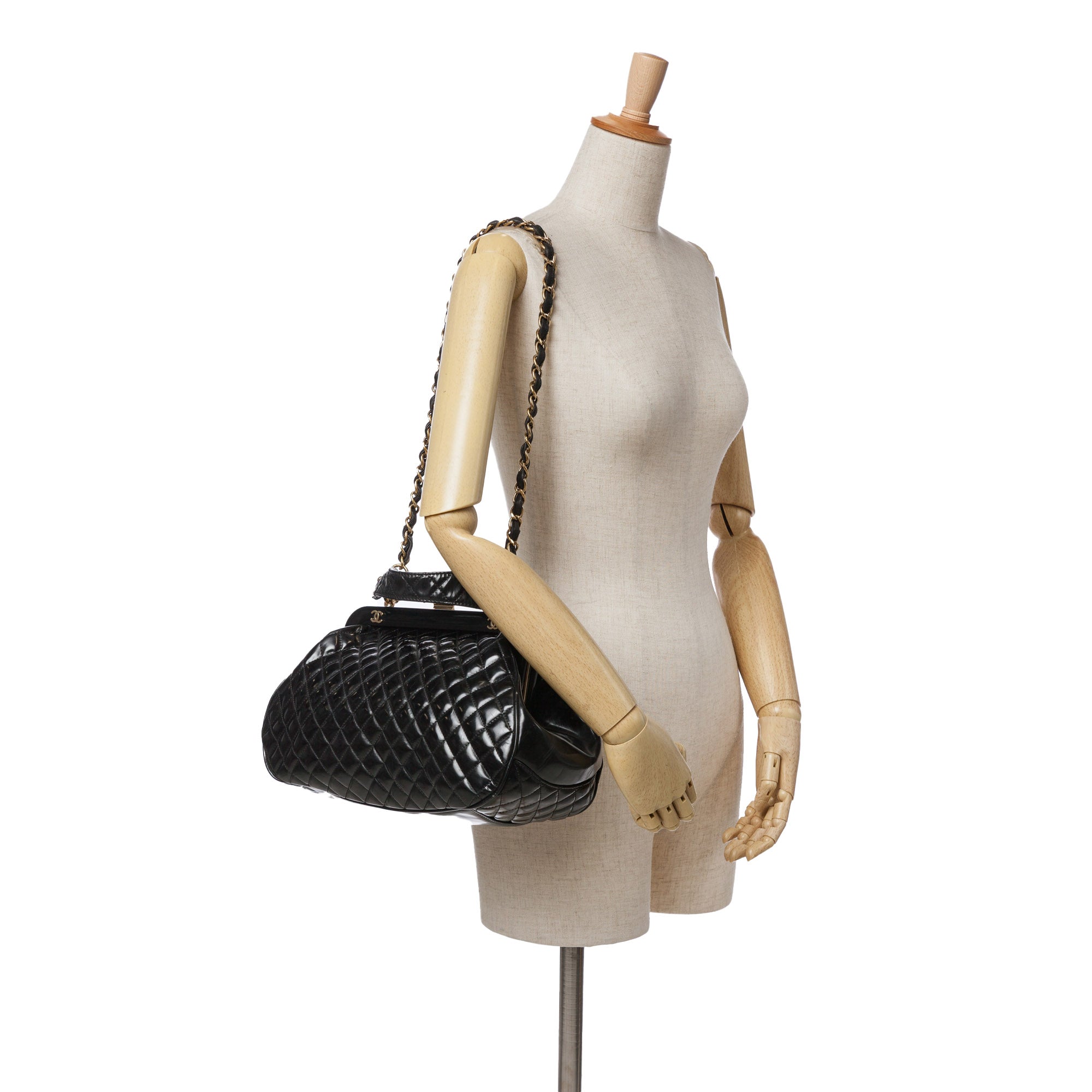 Chanel Small Quilted Glazed Calfskin Mademoiselle Frame Top Handle Bag - image 9