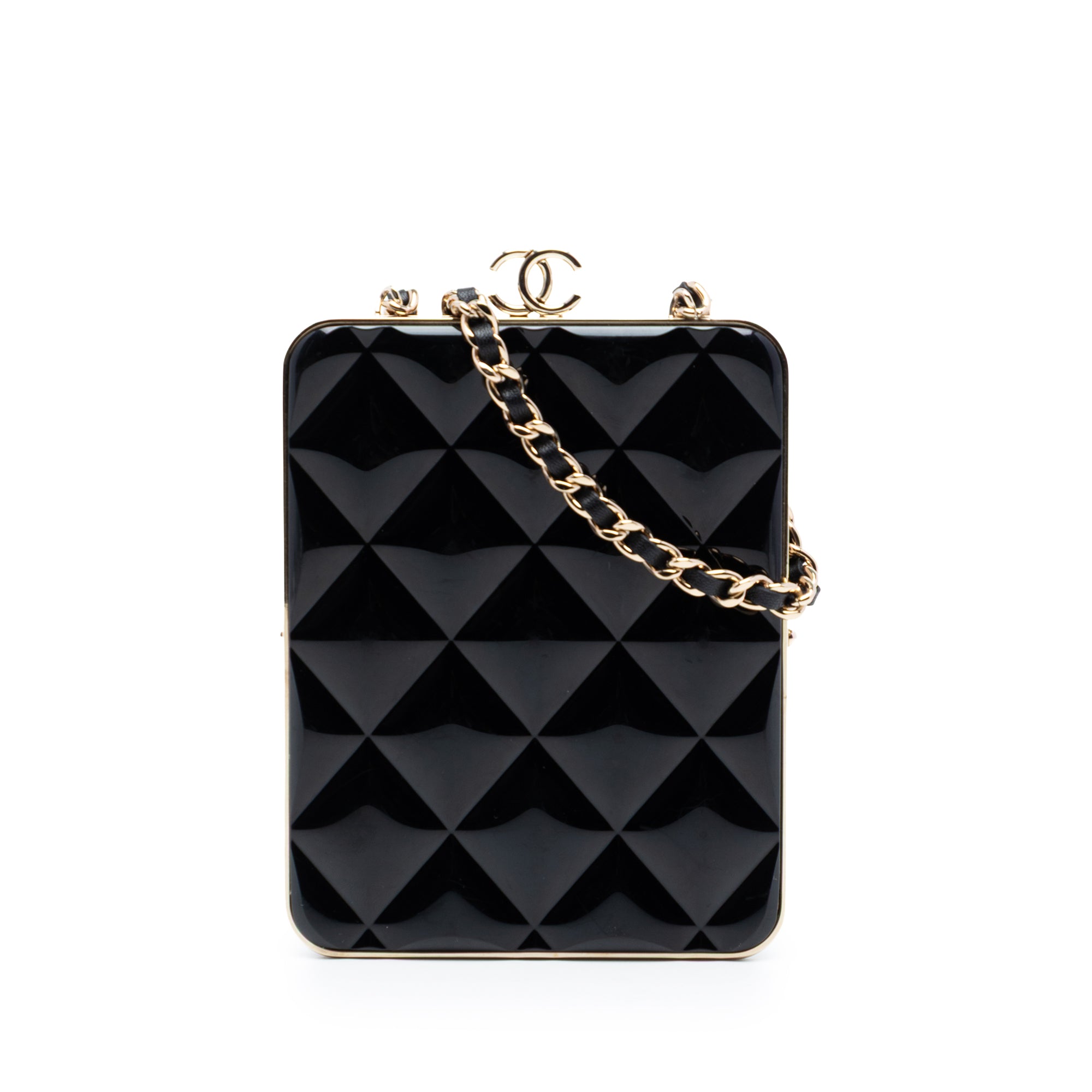 Chanel CC Quilted Acrylic and Lambskin Evening Clutch With Chain - image 1