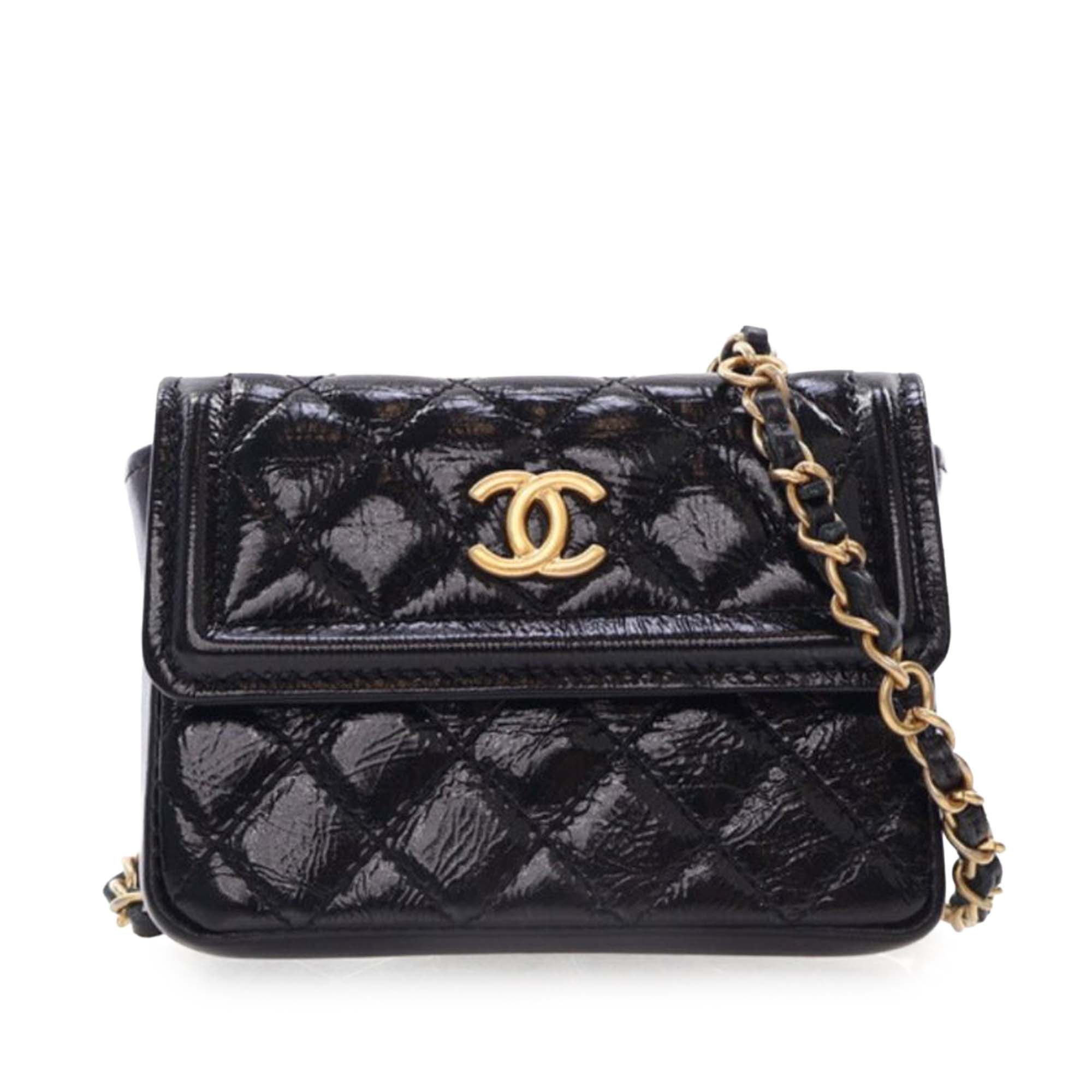 Chanel Quilted Shiny Aged Calfskin Waist Belt Bag - image 1