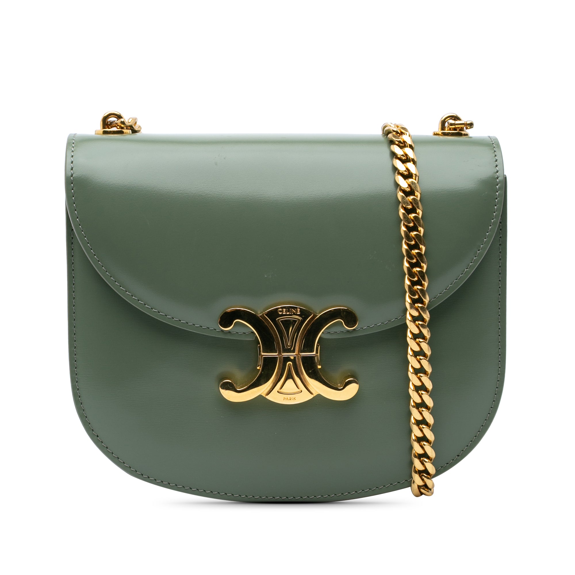 Celine Teen Shiny Calfskin Triomphe Besace Clea Chain Crossbody - image 1