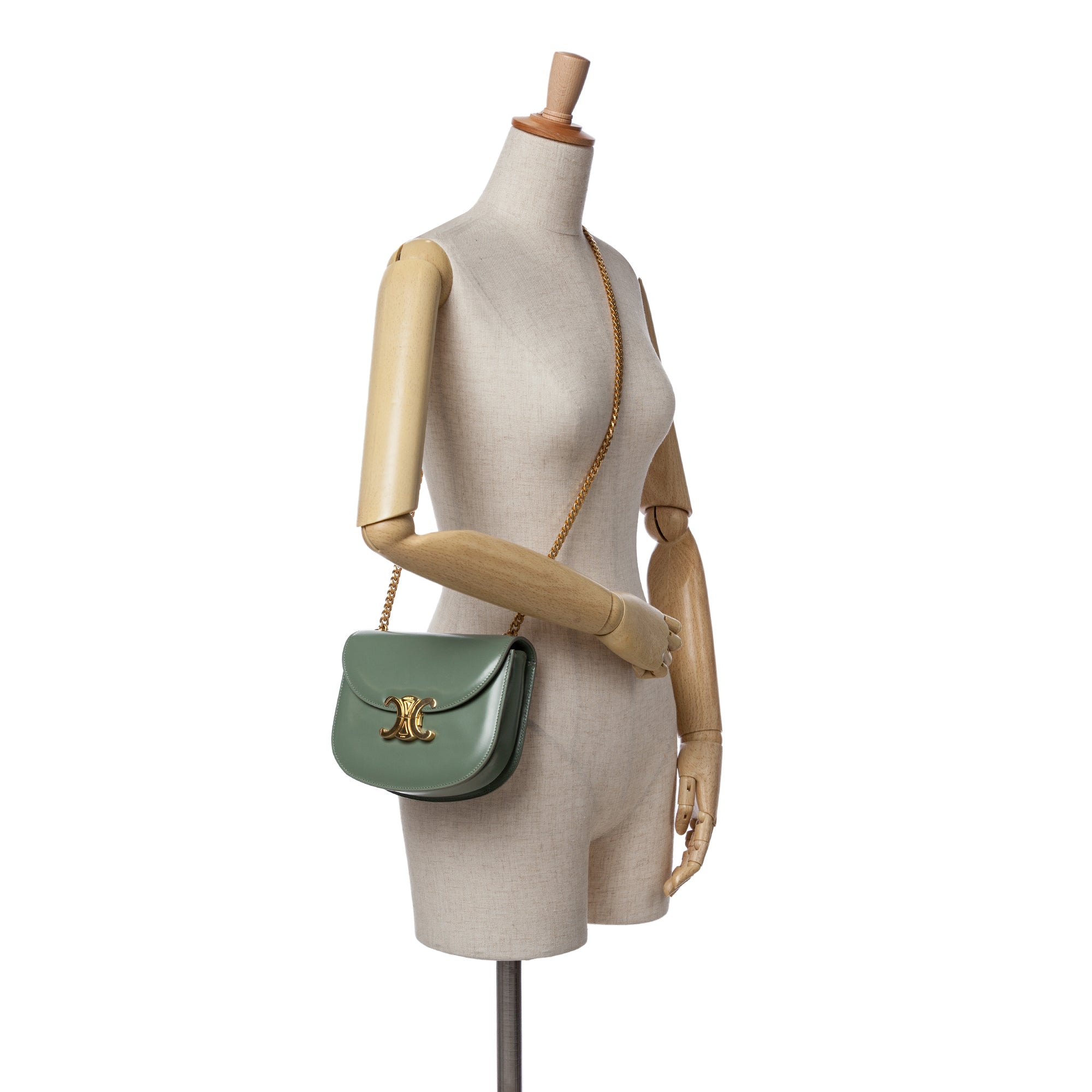 Celine Teen Shiny Calfskin Triomphe Besace Clea Chain Crossbody - image 8