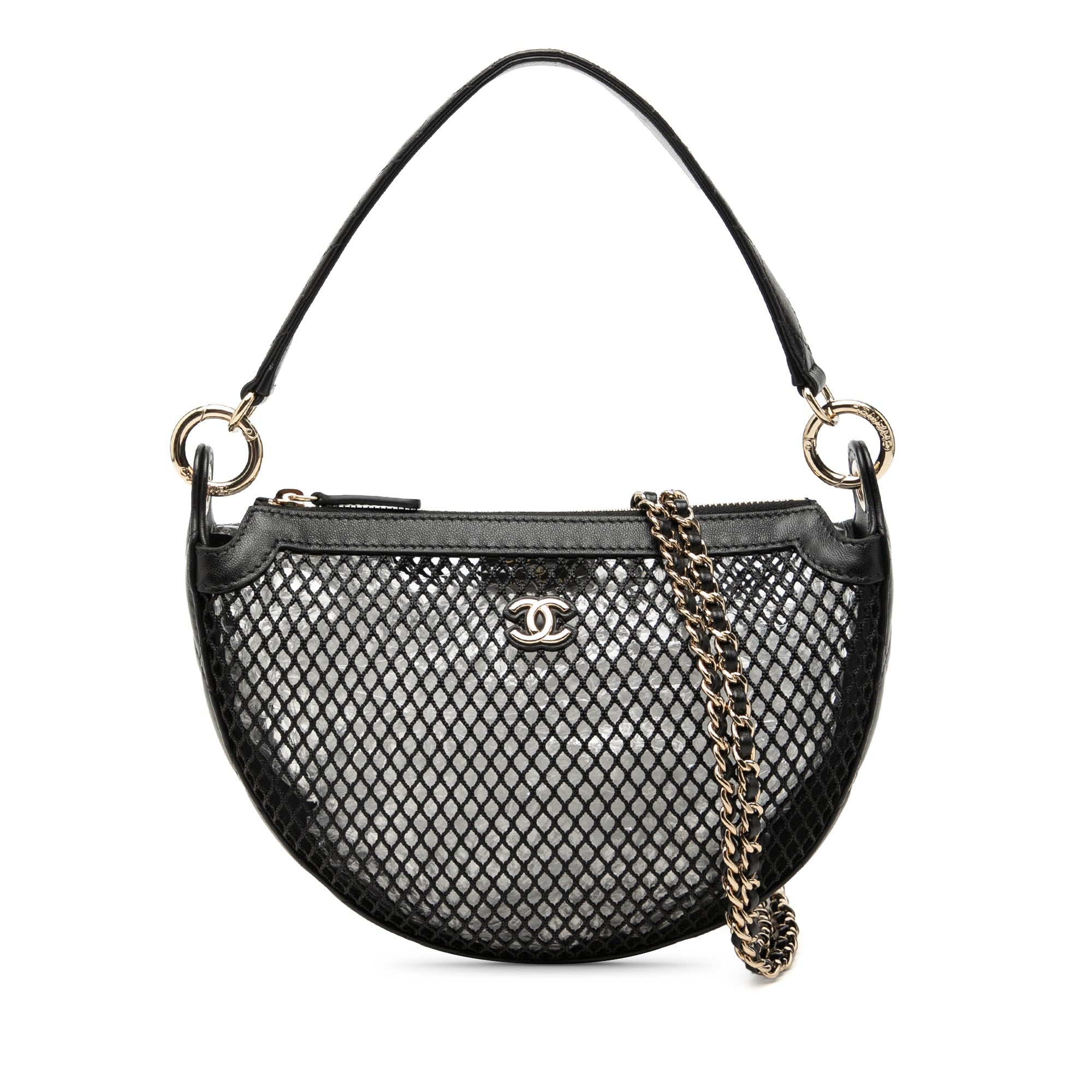 Chanel CC Mesh and Quilted Shiny Lambskin Chain Hobo - image 1