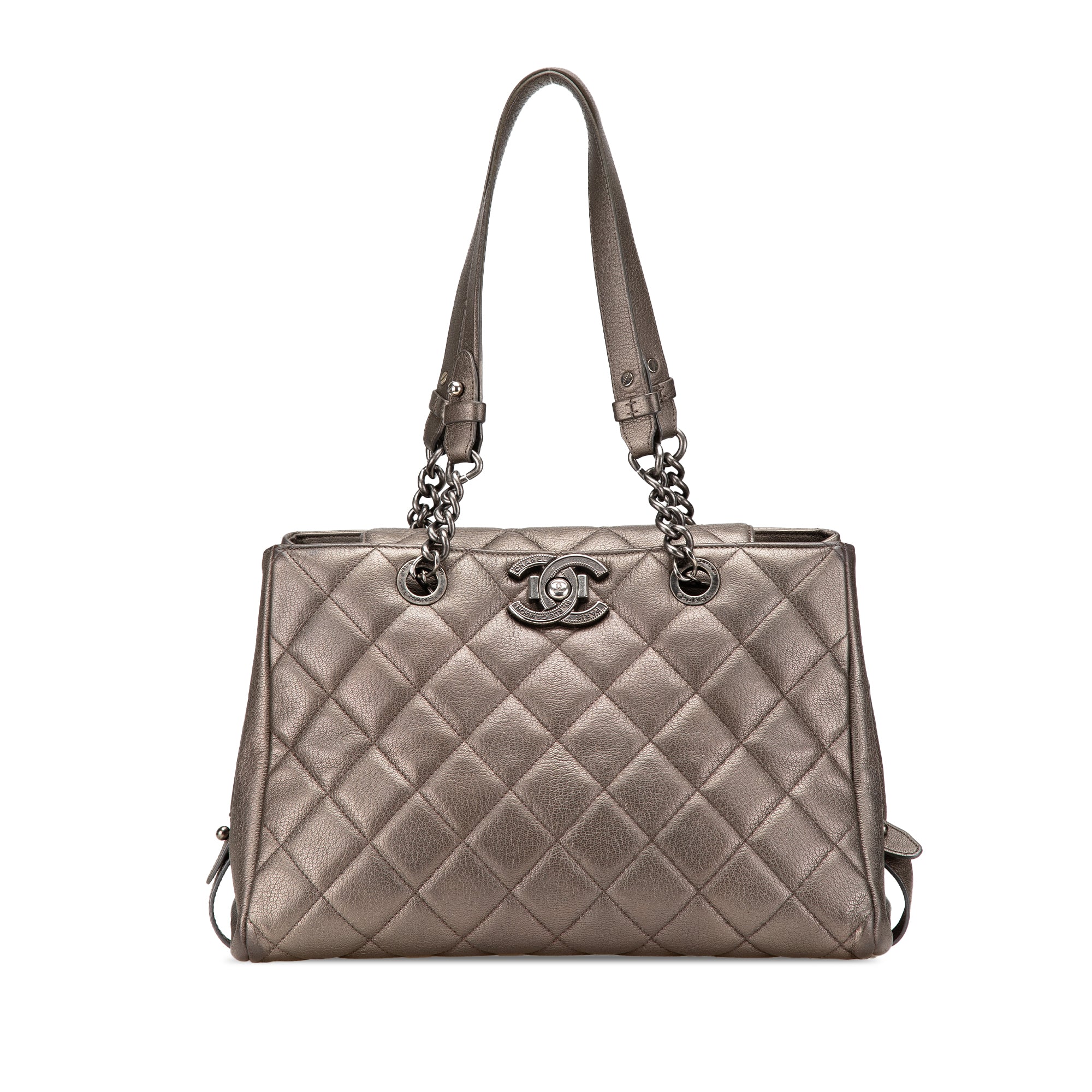 Chanel Large Quilted Metallic Goatskin City Rock Shopping Tote - image 1