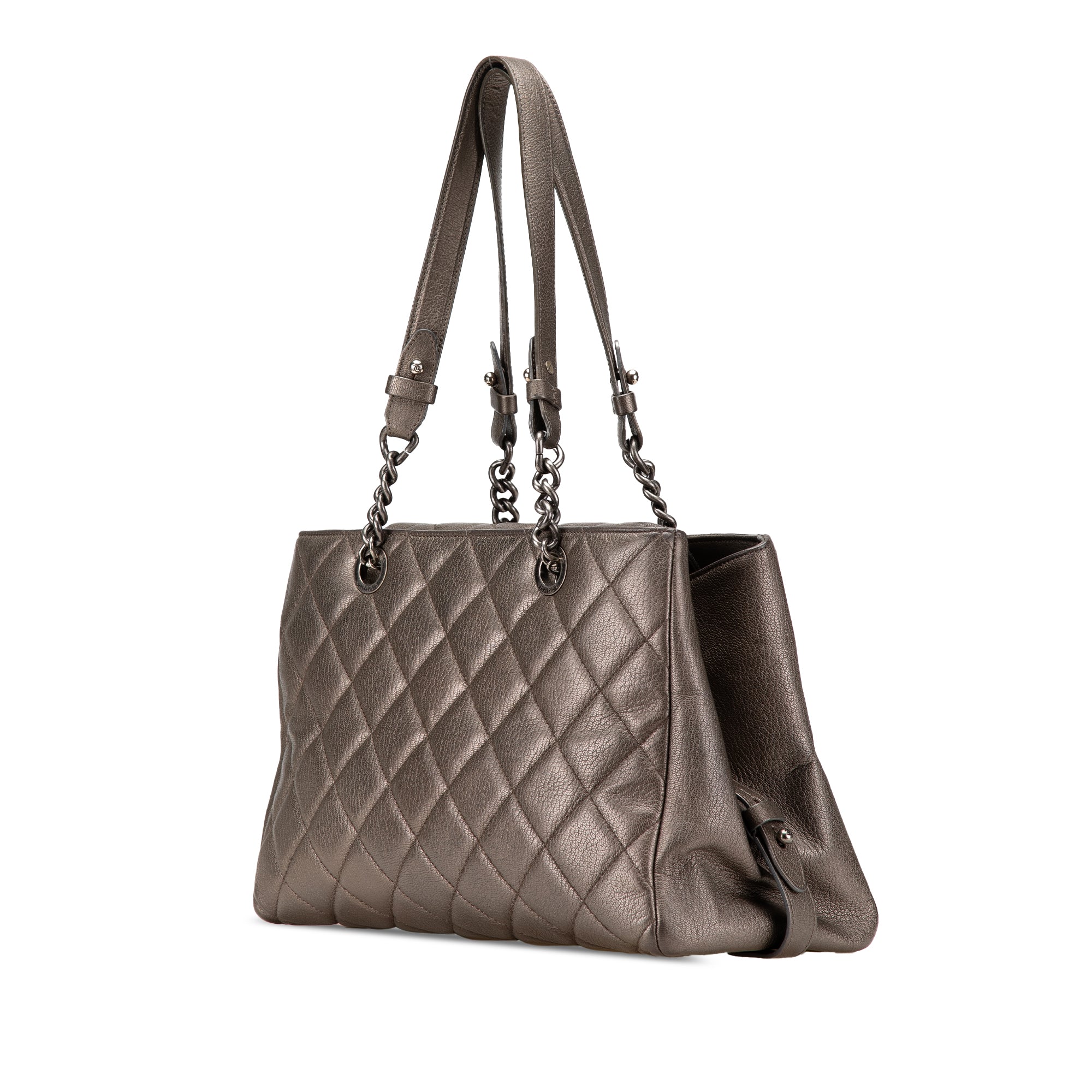 Chanel Large Quilted Metallic Goatskin City Rock Shopping Tote - image 2
