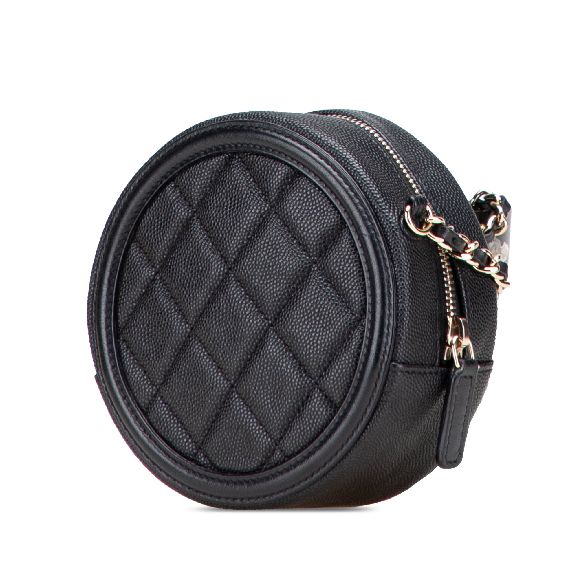 Chanel Caviar CC Filigree Round Clutch with Chain - image 2
