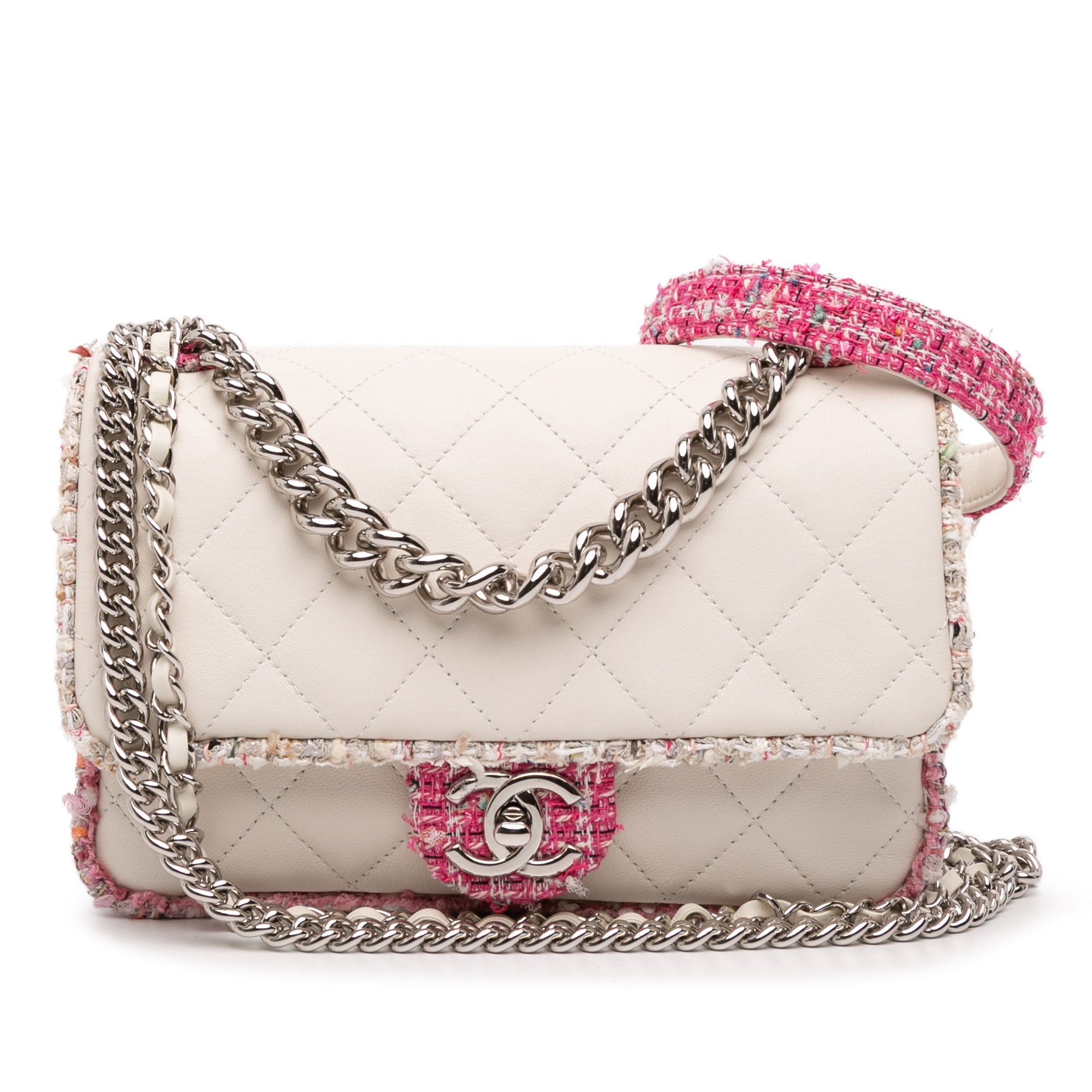 Chanel Quilted Lambskin and Tweed Elegant Trim Flap - image 1