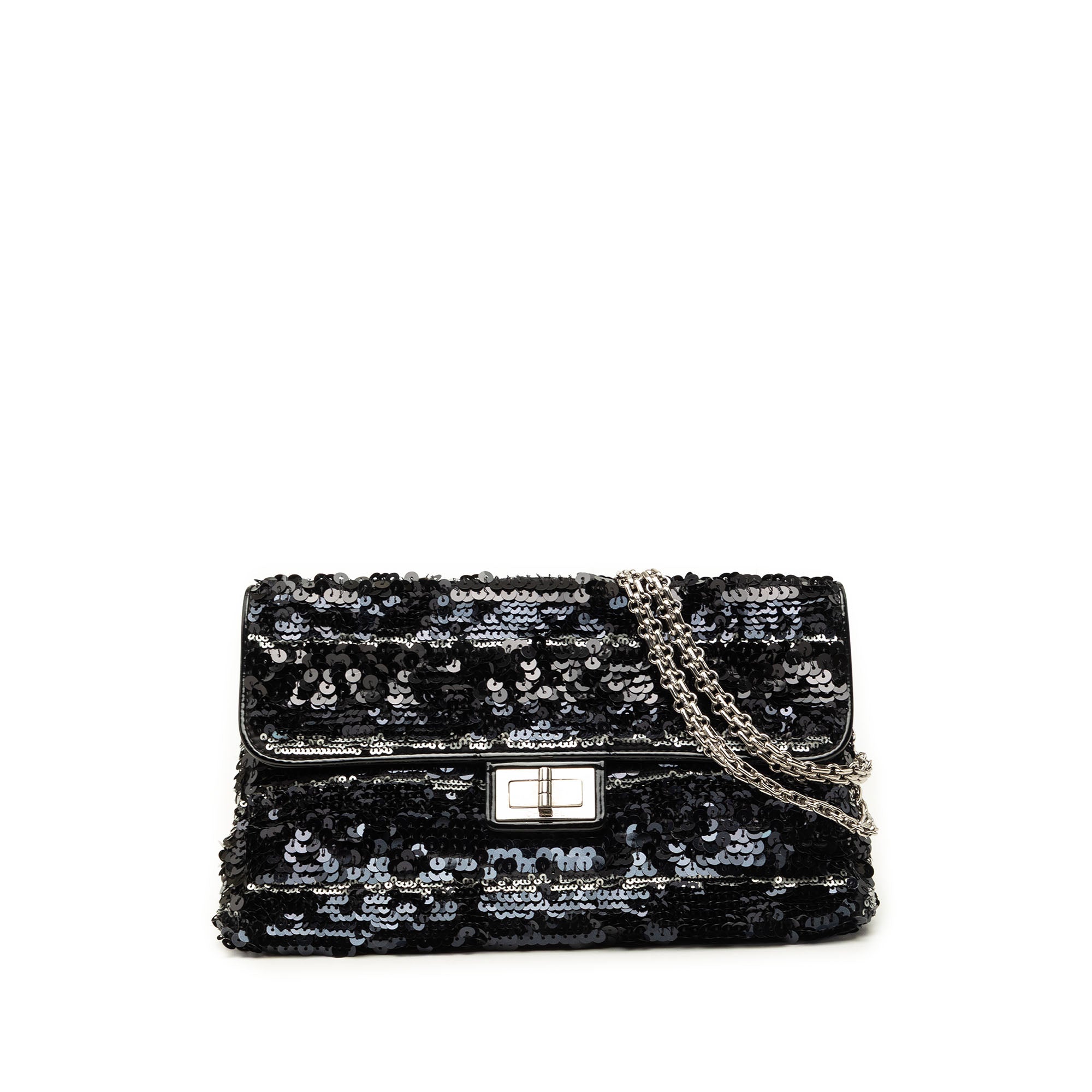 Chanel Patent Trimmed Sequined Satin Reissue 2.55 Single Flap 226 - image 1