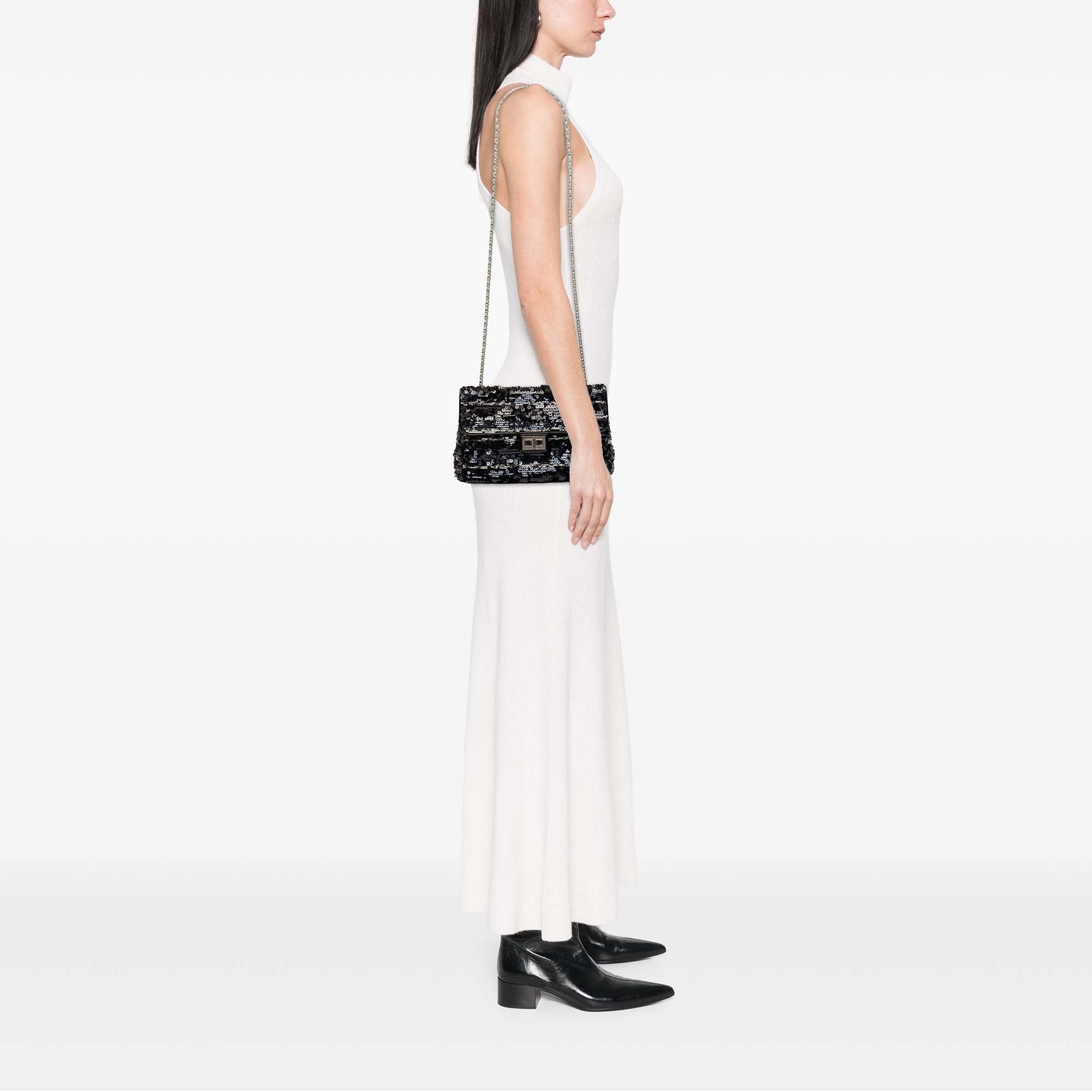 Chanel Patent Trimmed Sequined Satin Reissue 2.55 Single Flap 226 - image 6