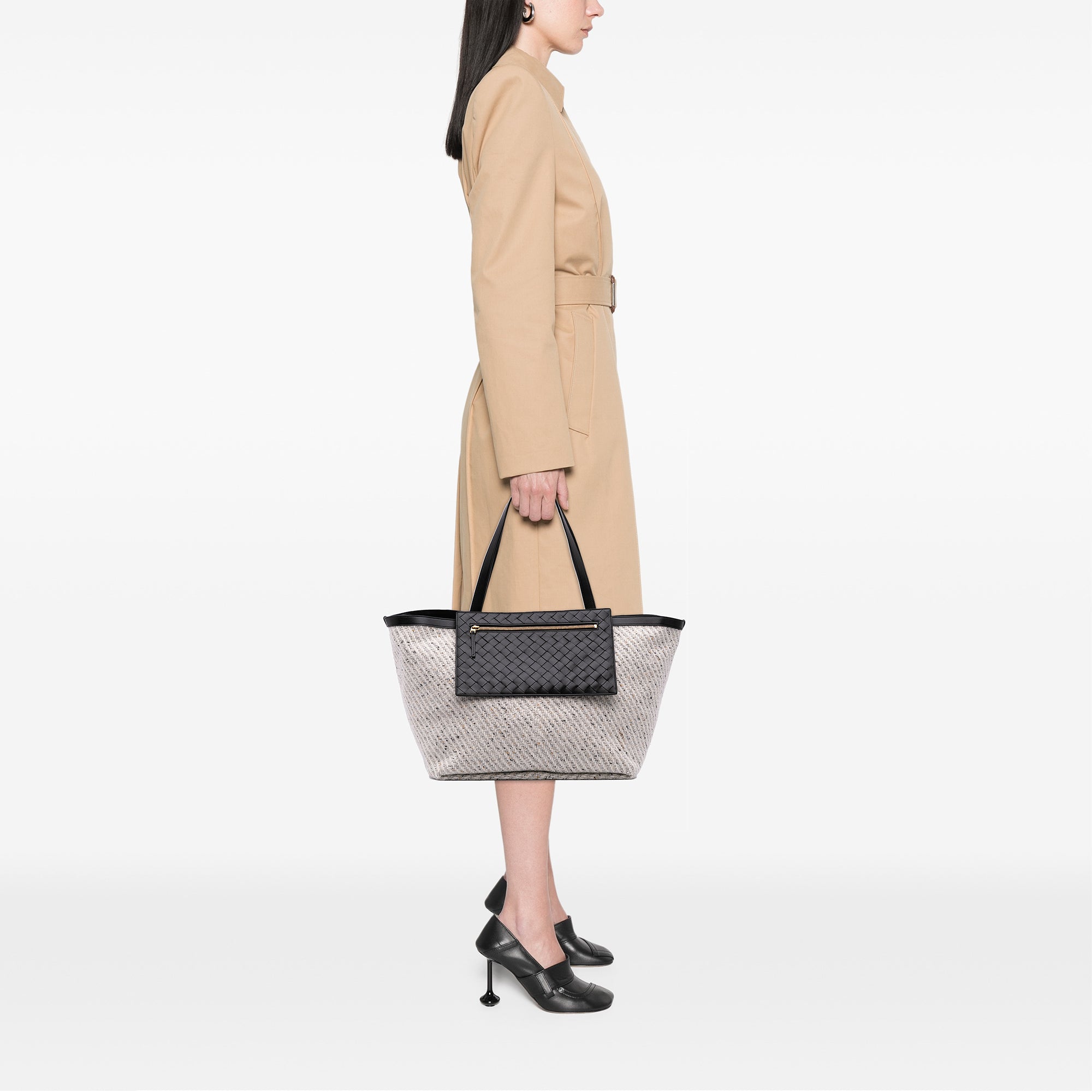 Bottega Large Wool and Calfskin  Tote