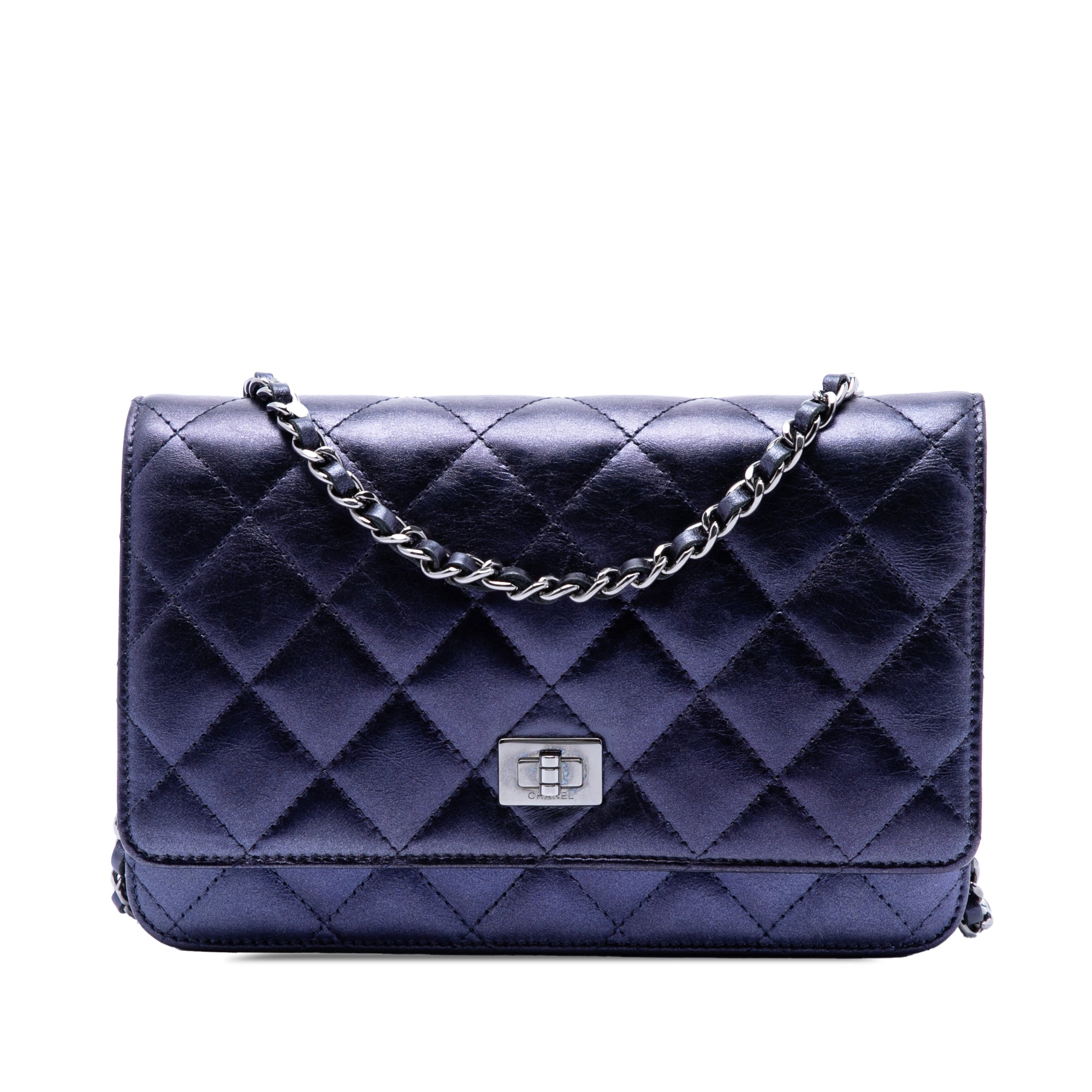 Chanel Quilted Shiny Aged Calfskin Reissue 2.55 Wallet on Chain - image 1