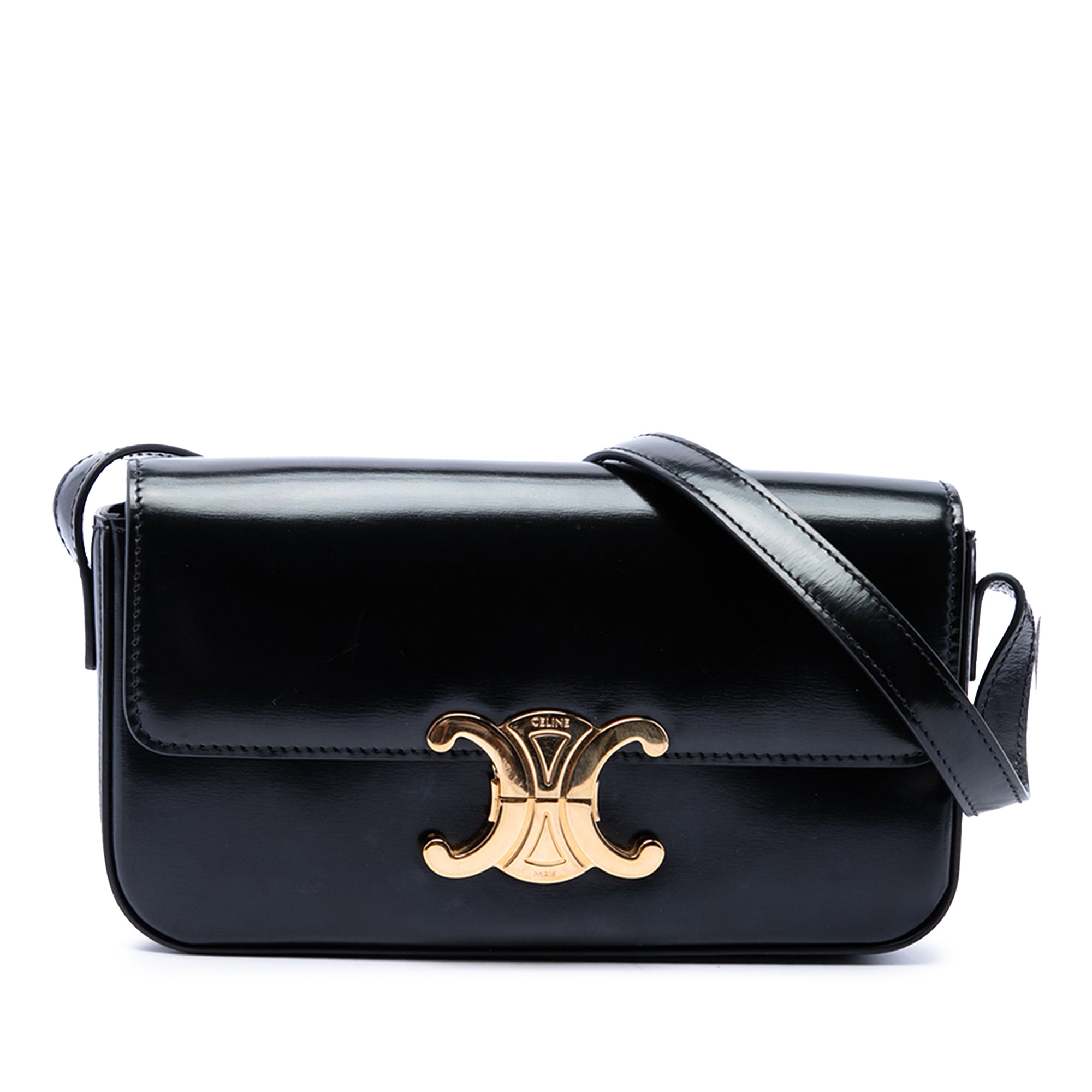 Celine Shiny Calfskin Triomphe Claude Shoulder Bag - image 1